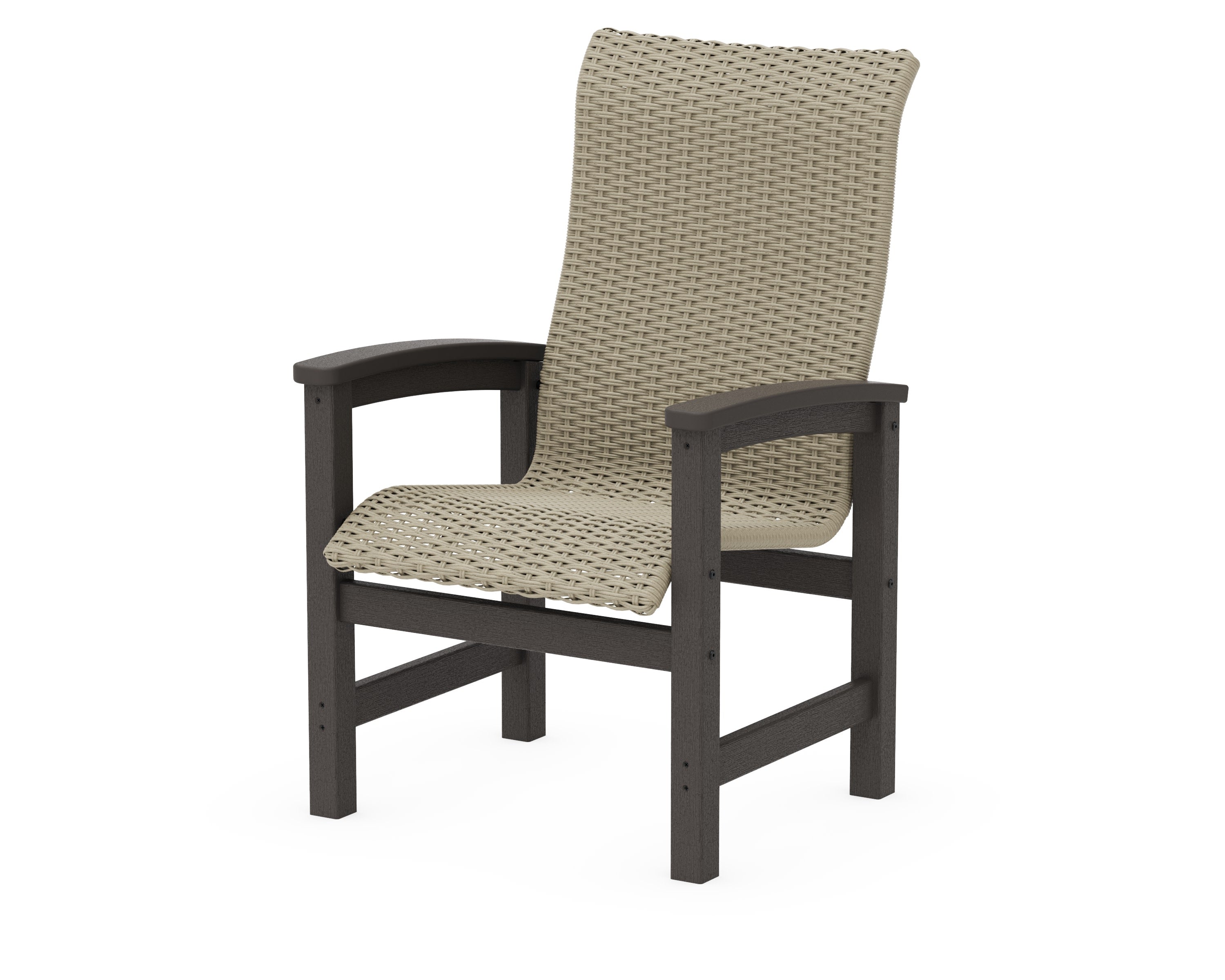 Coastal Woven High-Back Dining Chair in Vintage Coffee / Dune Grass
