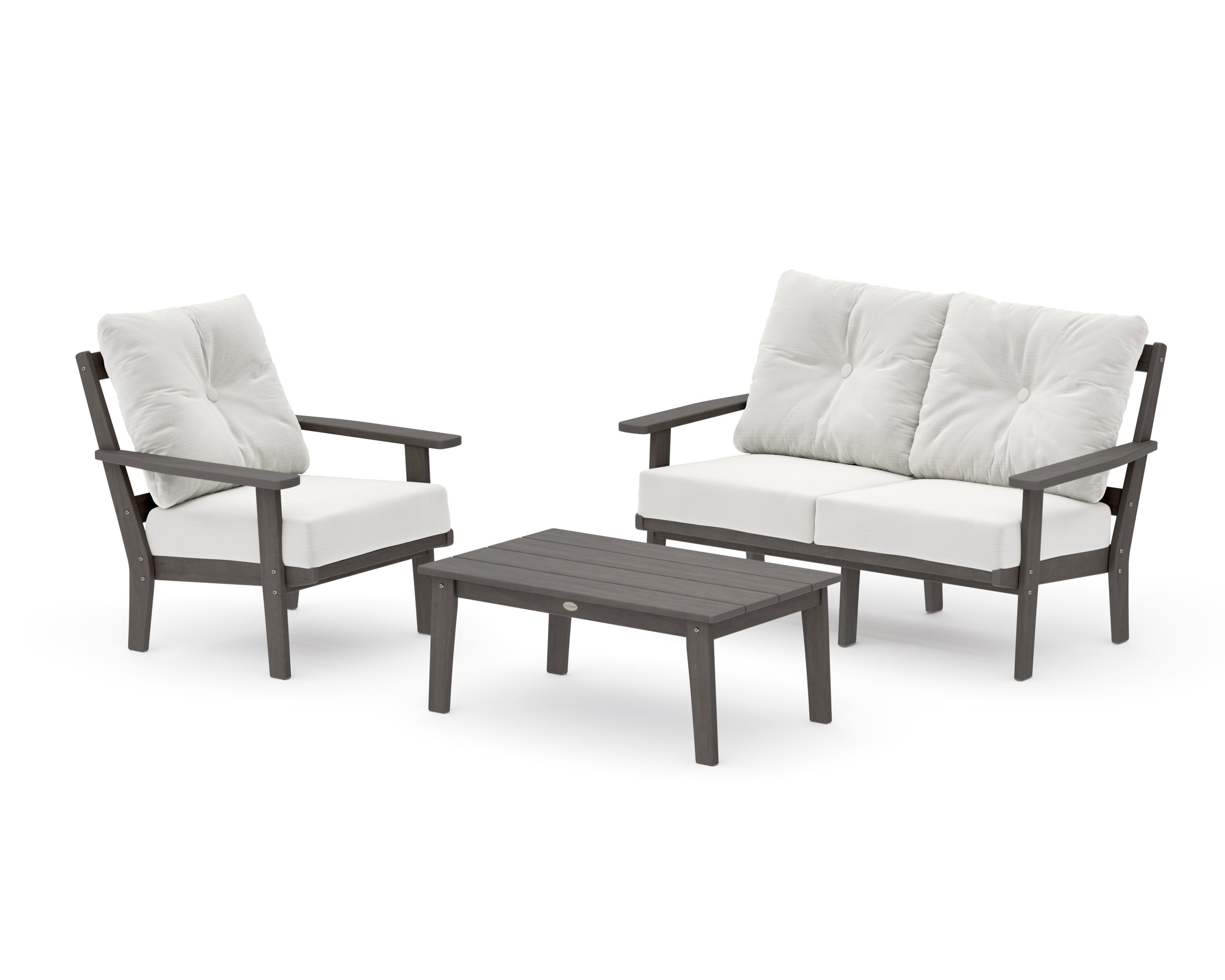 Oxford 3-Piece Deep Seating Set with Loveseat in Driftwood / Natural Linen