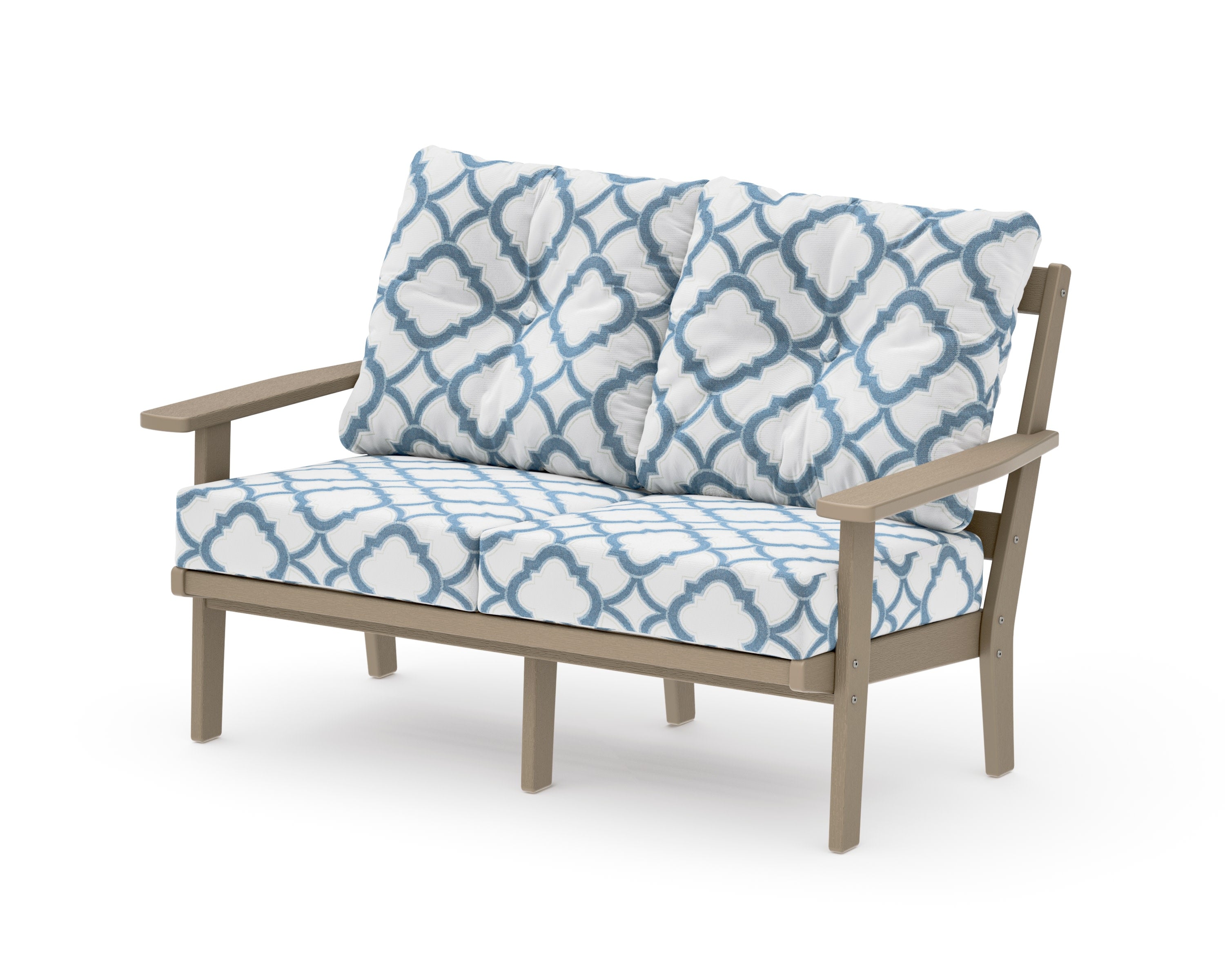 Prairie Deep SeatingLoveseat in Vintage Sahara / Trellis Sky Blue