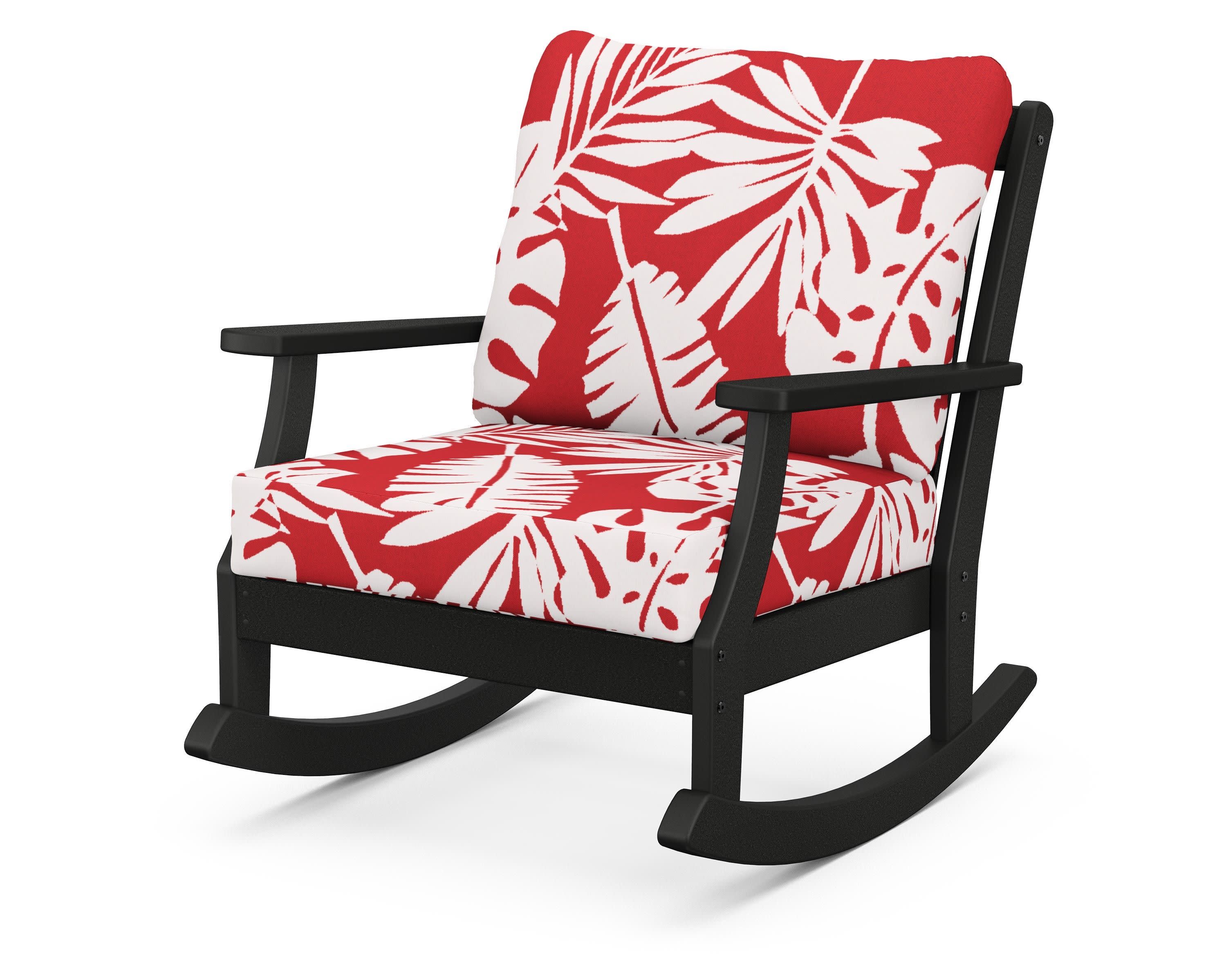 Braxton Deep Seating Rocking Chair in Black / Leaf Crimson