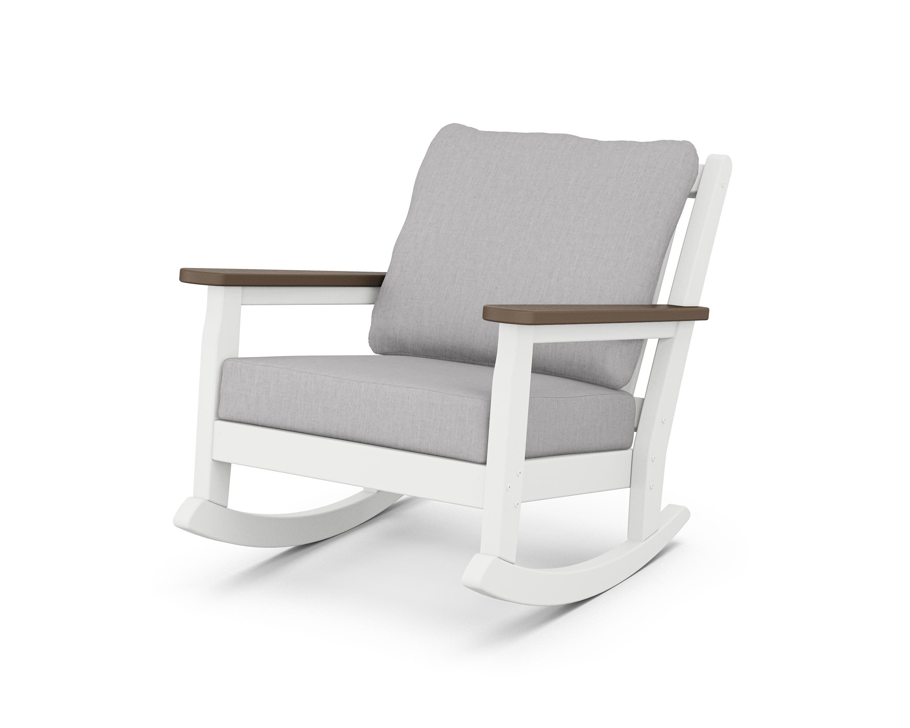Chippendale Deep Seating Rocking Chair in White / Kona / Granite