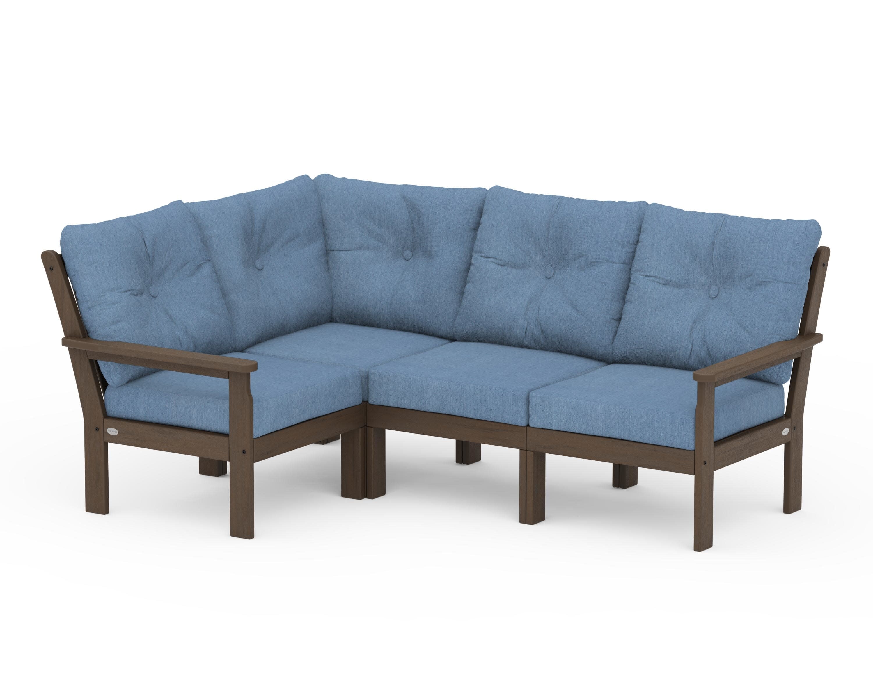 Vineyard 4-Piece Sectional in Kona / Sky Blue