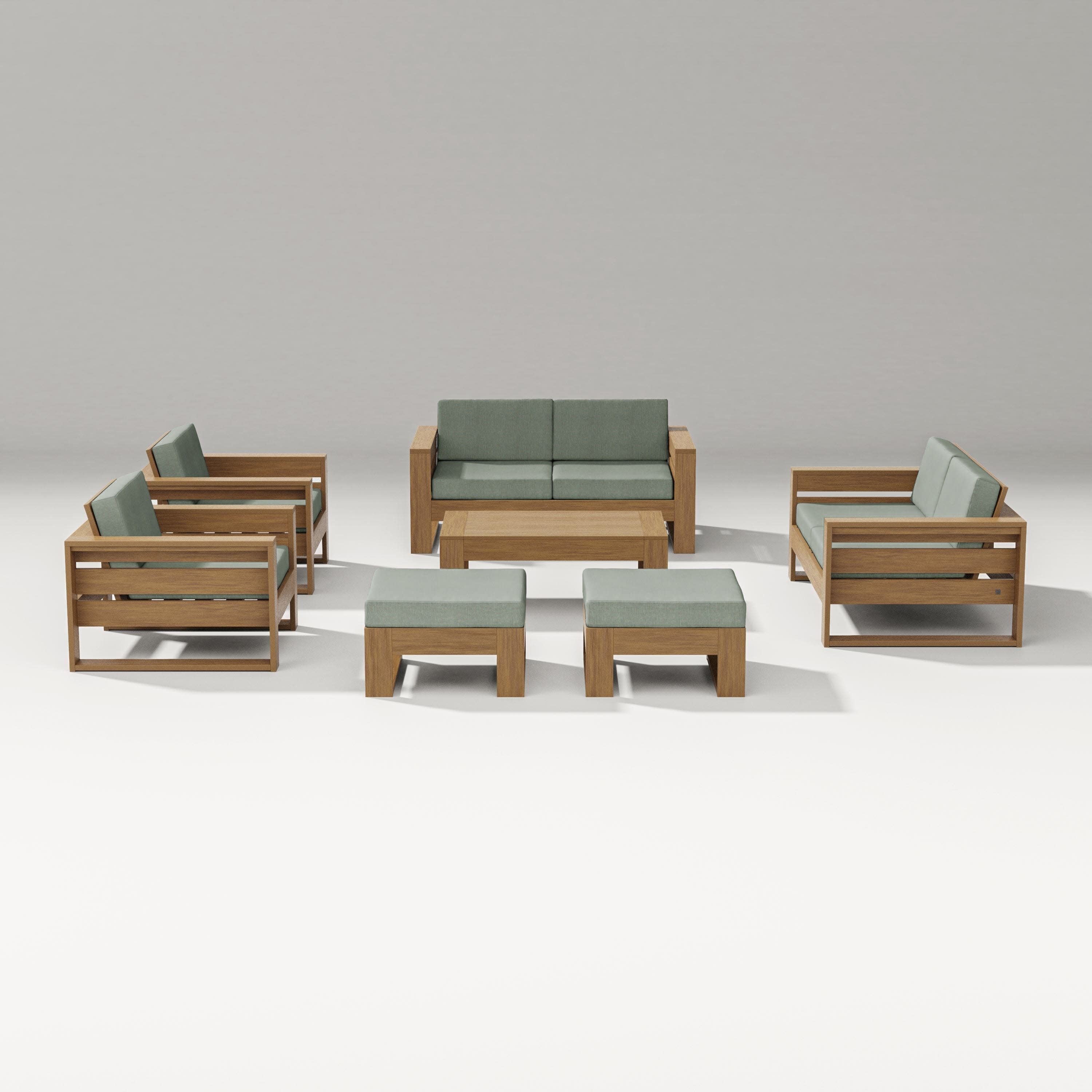 Latitude 7-Piece Lounge Loveseat Set in Natural / Cast Sage