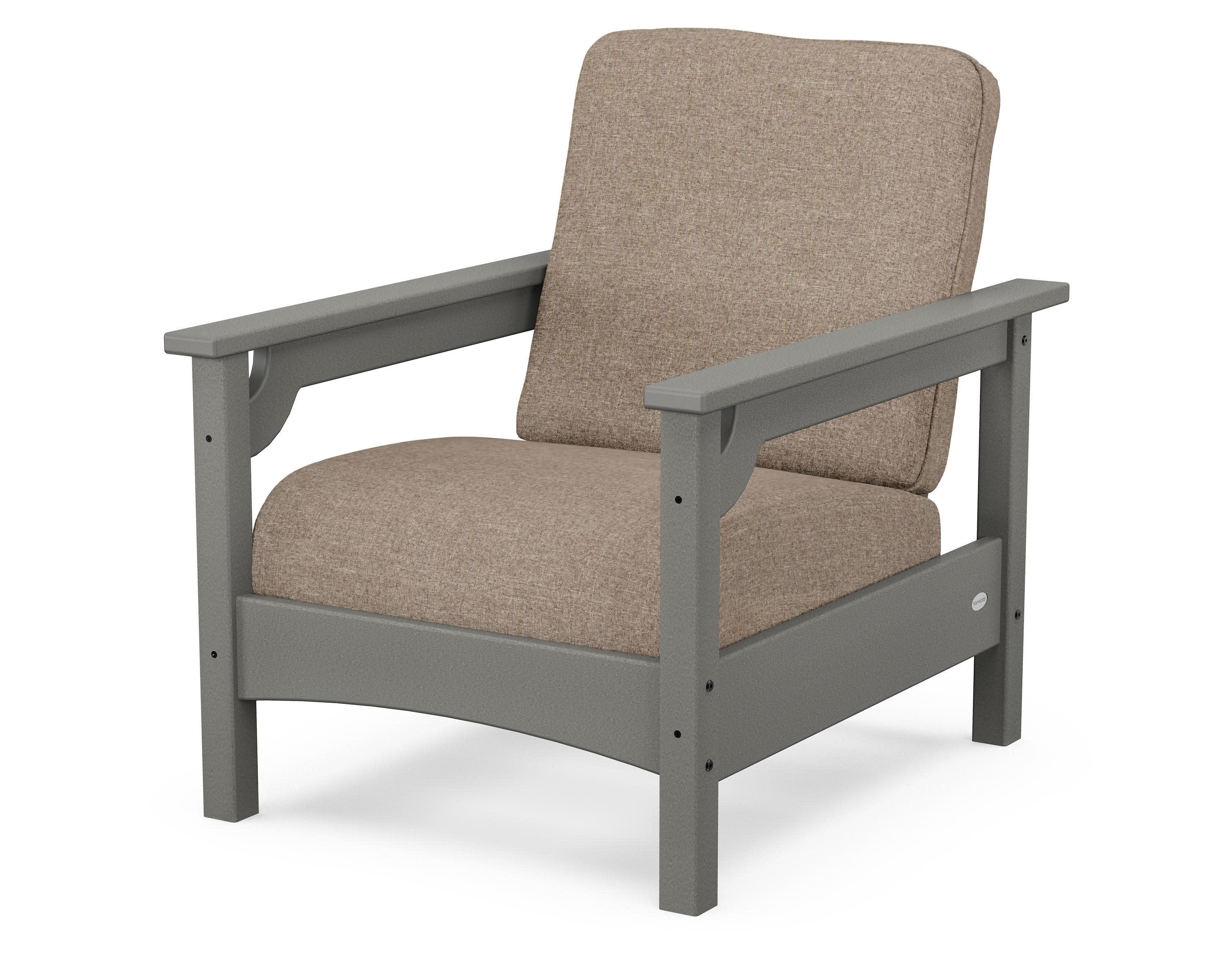 Club Chair in Slate Grey / Spiced Burlap