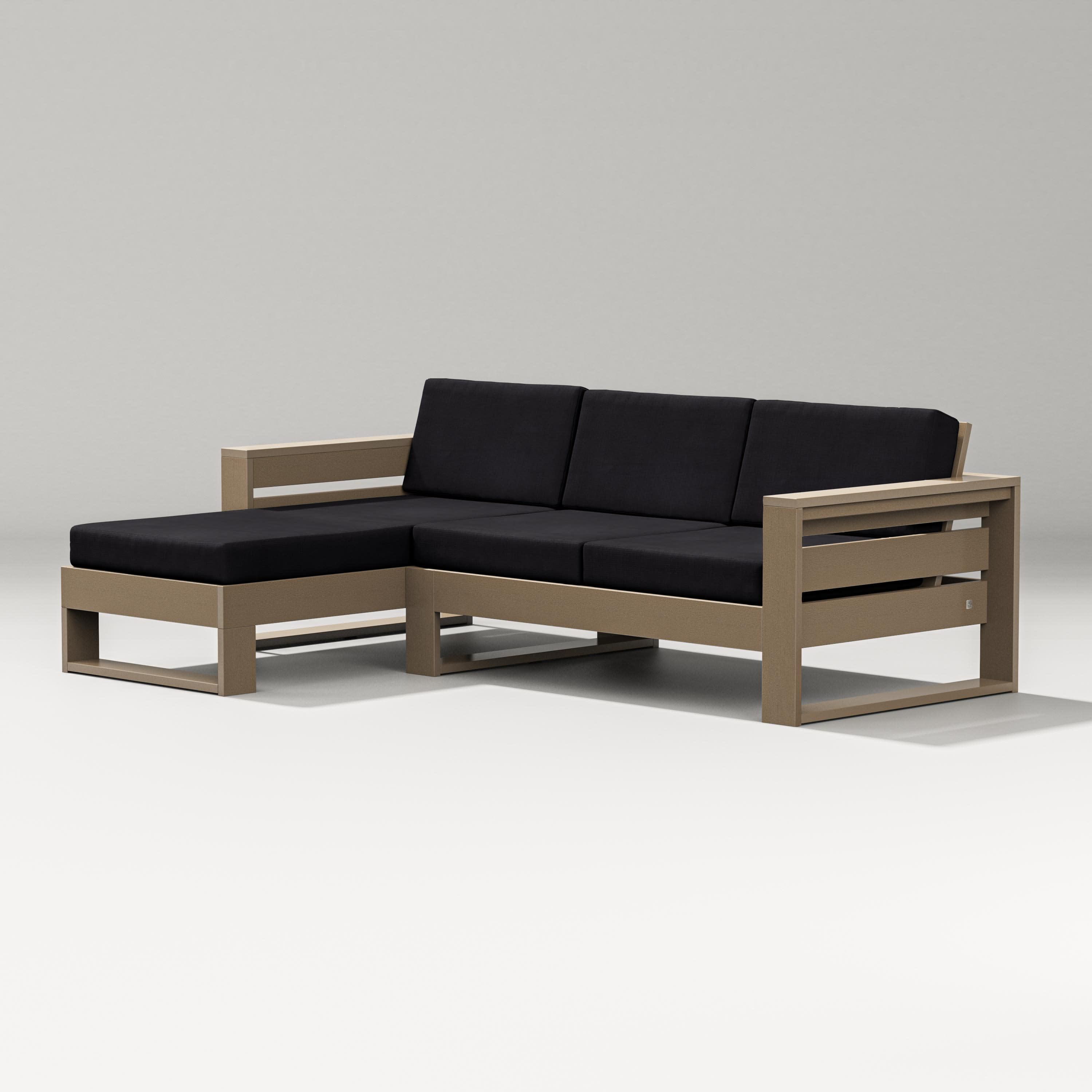 Latitude Left Chaise Sectional in Vintage Sahara / Midnight Linen