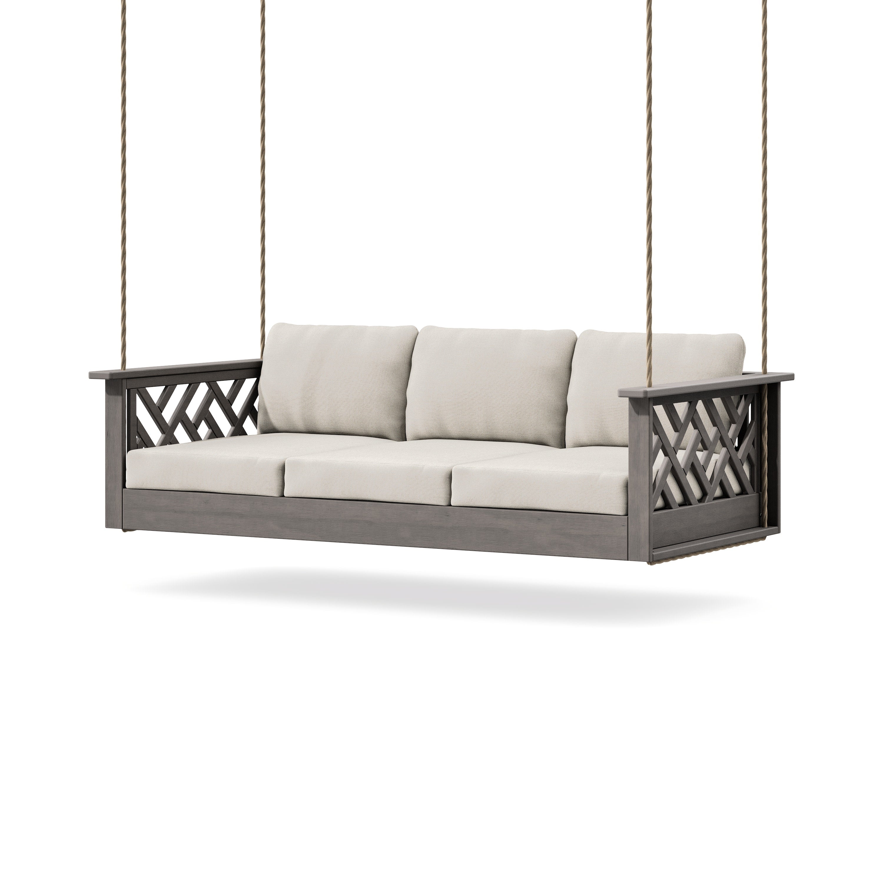 Chippendale Daybed Swing in Driftwood / Dune Burlap