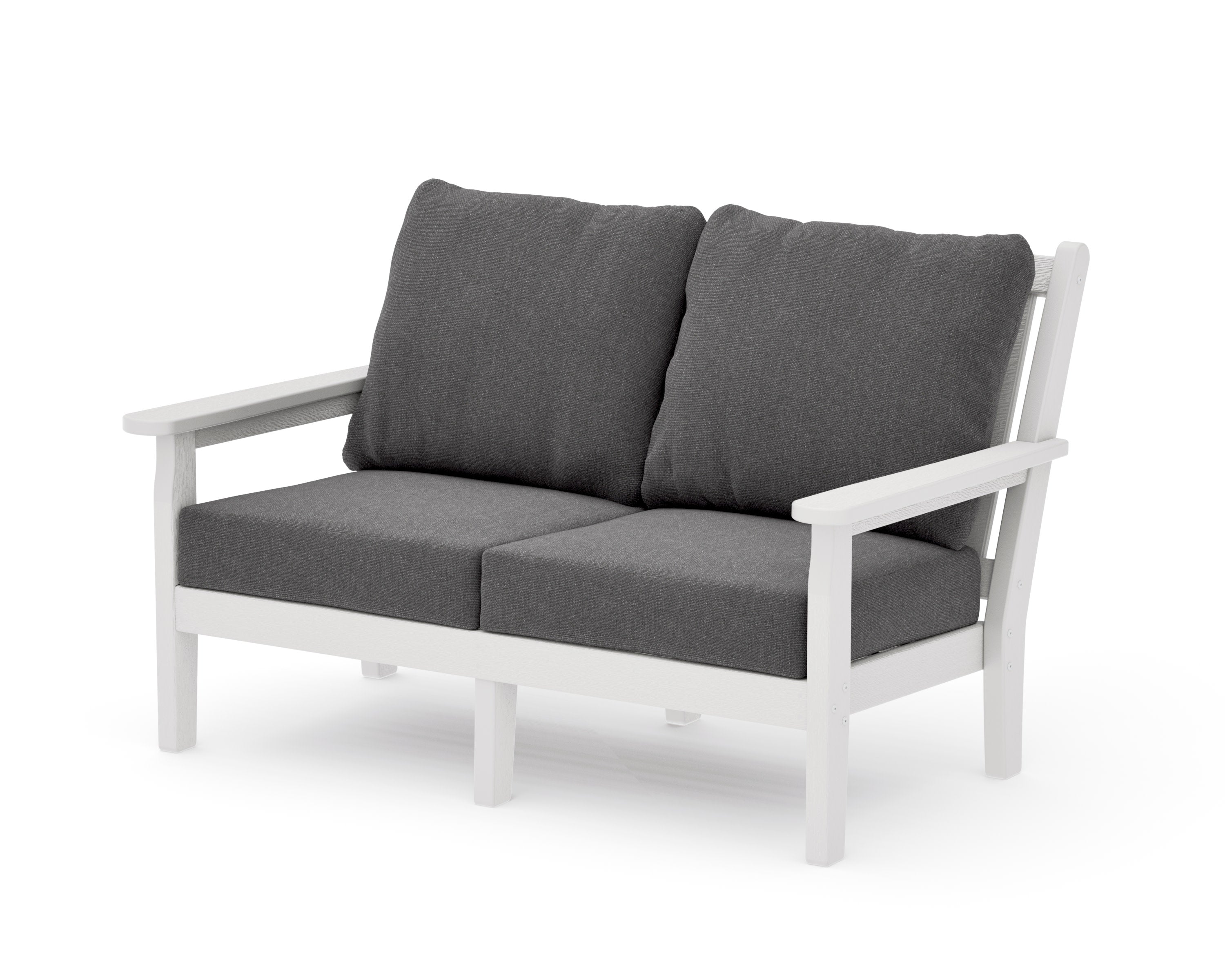 Chippendale Deep Seating Loveseat in Vintage White / Ash Charcoal