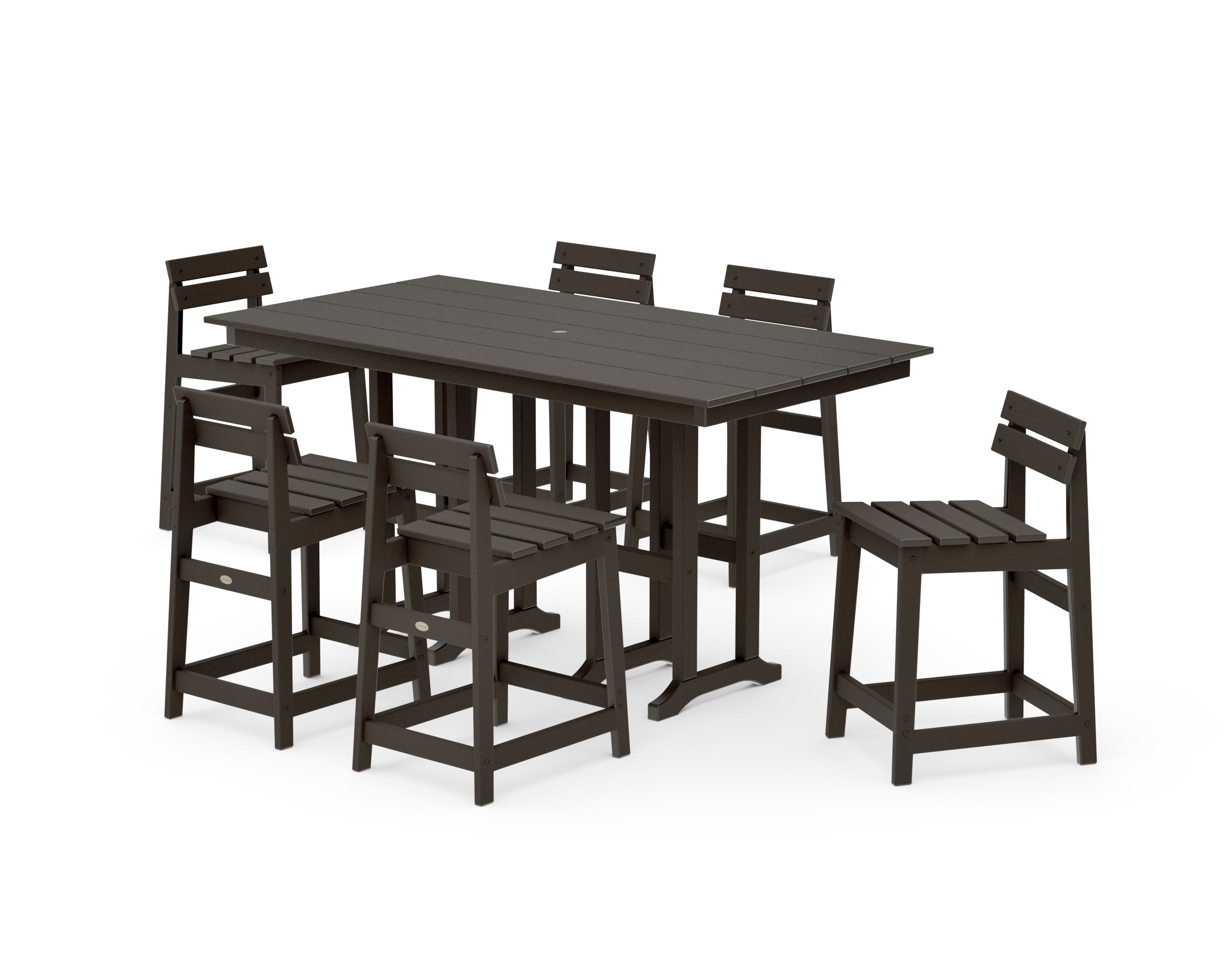 Modern Studio Plaza Lowback Counter Chair 7-Piece Set in Vintage Coffee