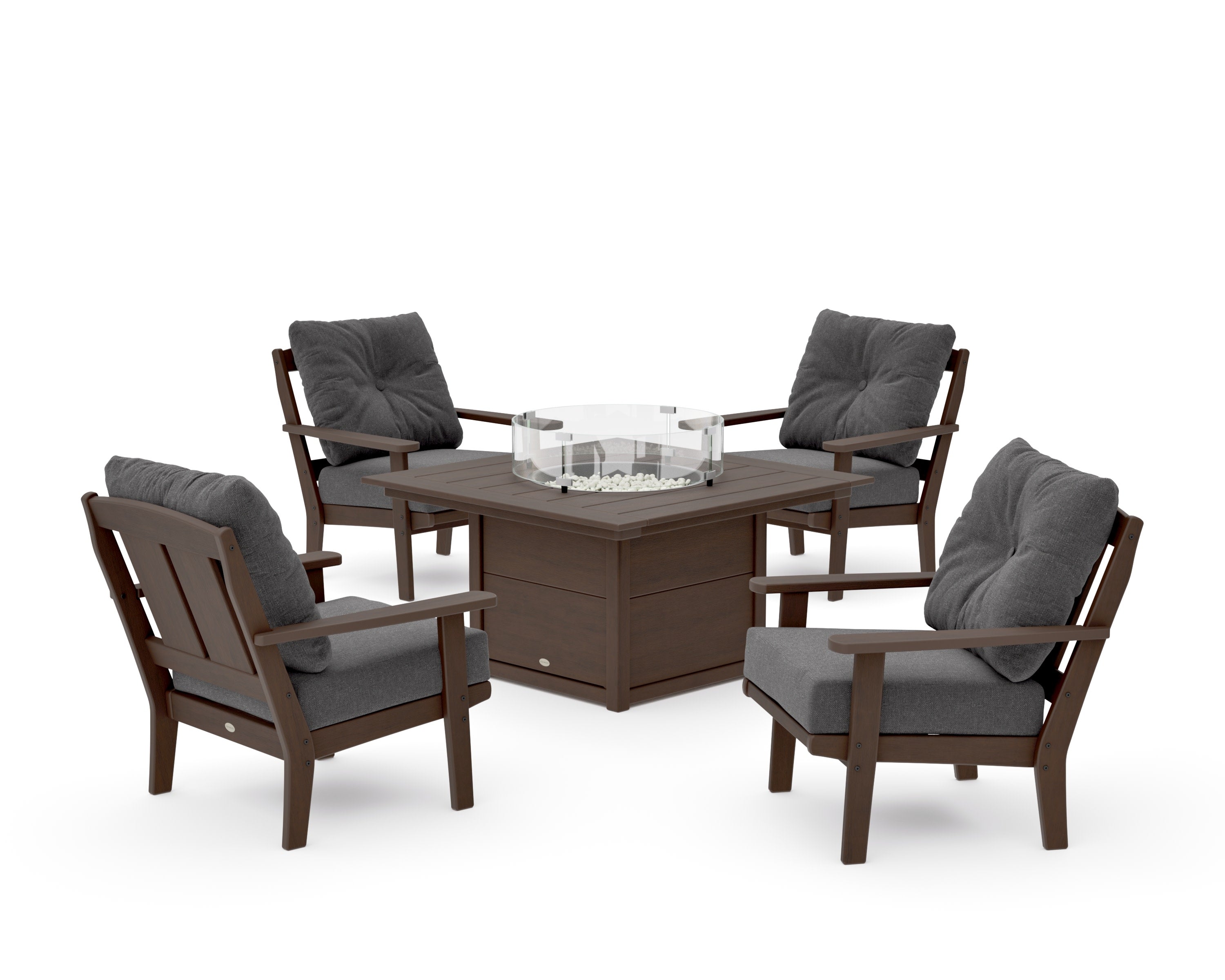 Mission 5-Piece Deep Seating Set with Fire Pit Table in Kona / Ash Charcoal