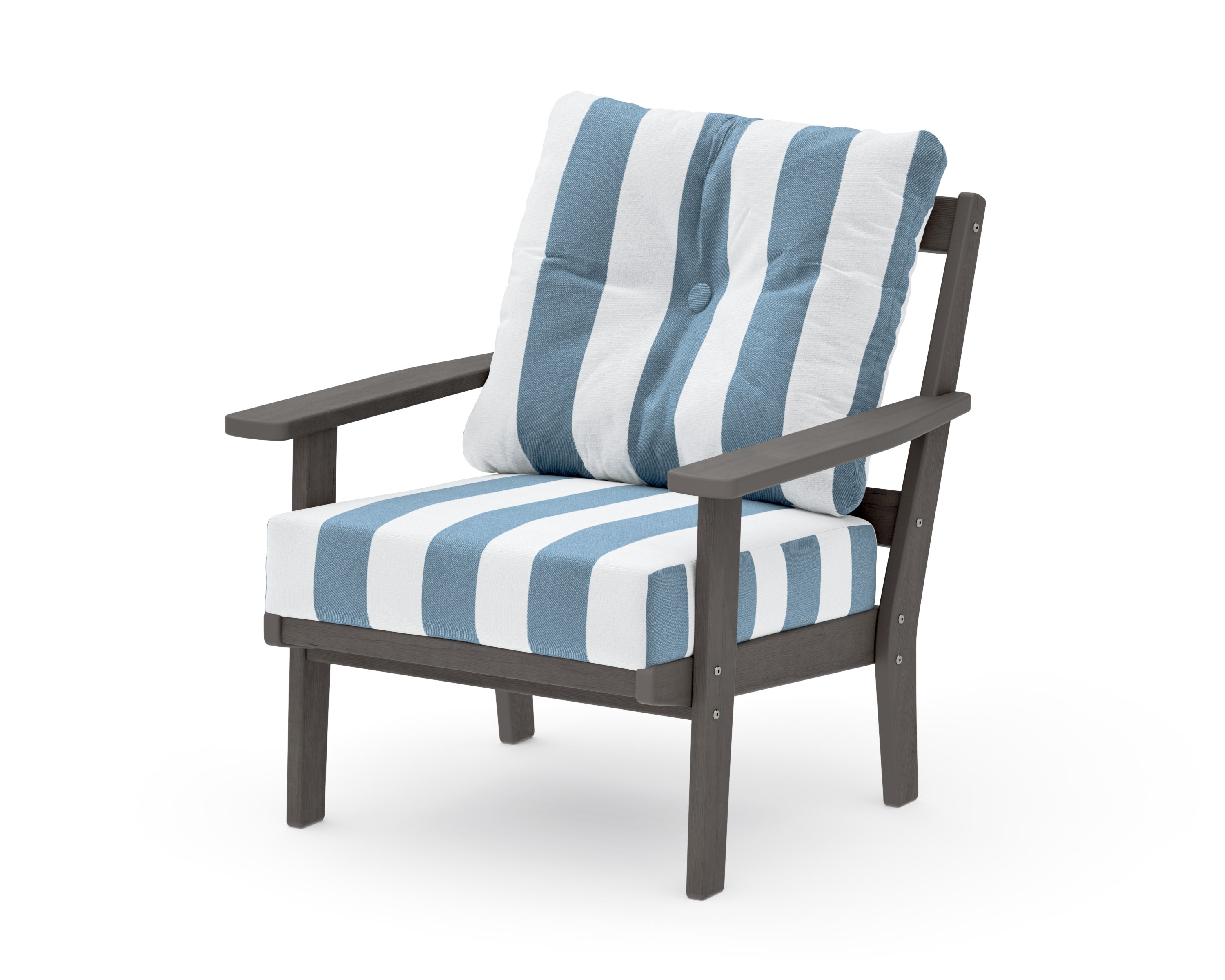 Oxford Deep Seating Chair in Driftwood / Cabana Stripe Sky Blue
