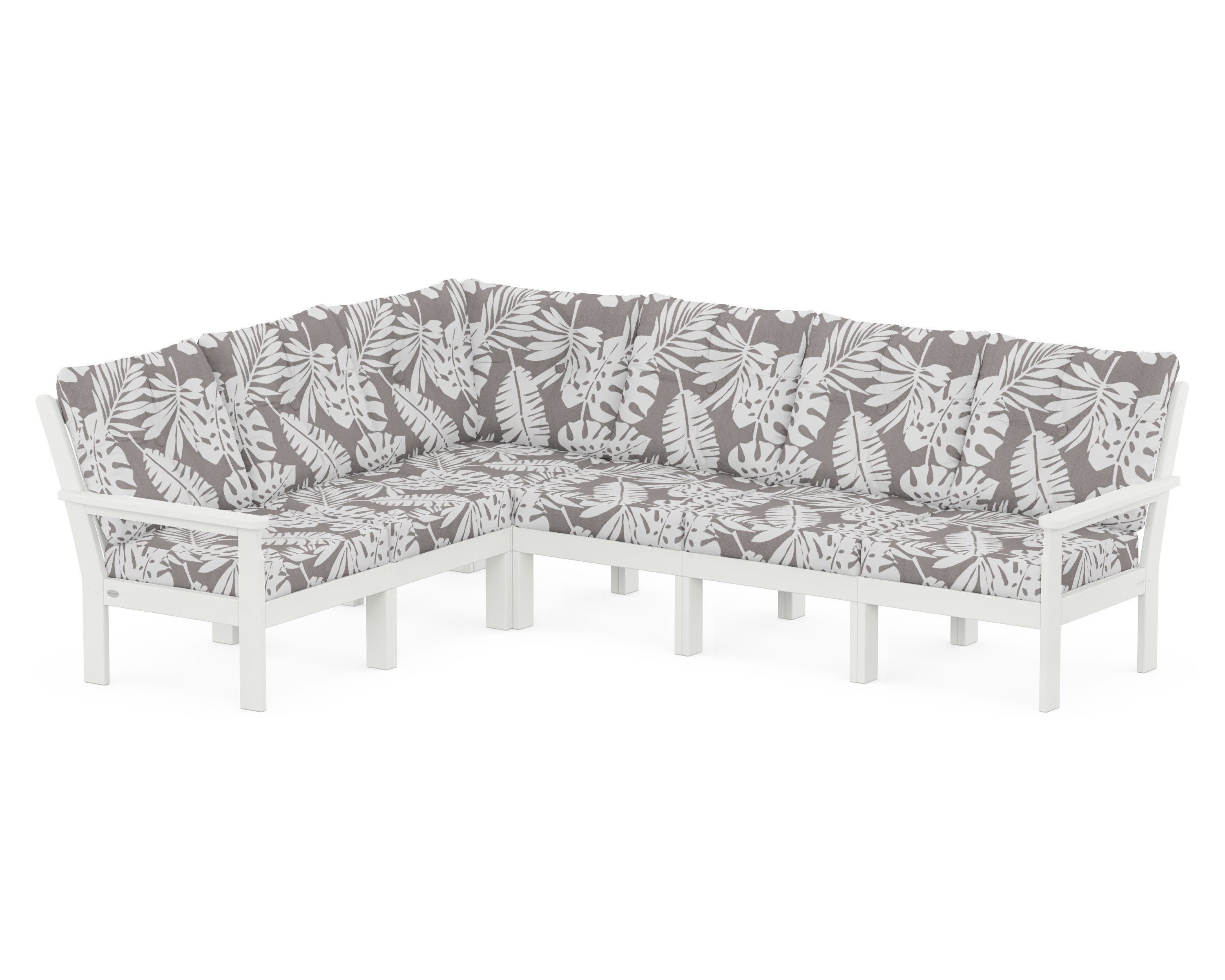 Vineyard 6-Piece Sectional in Vintage White / Leaf Grey Mist