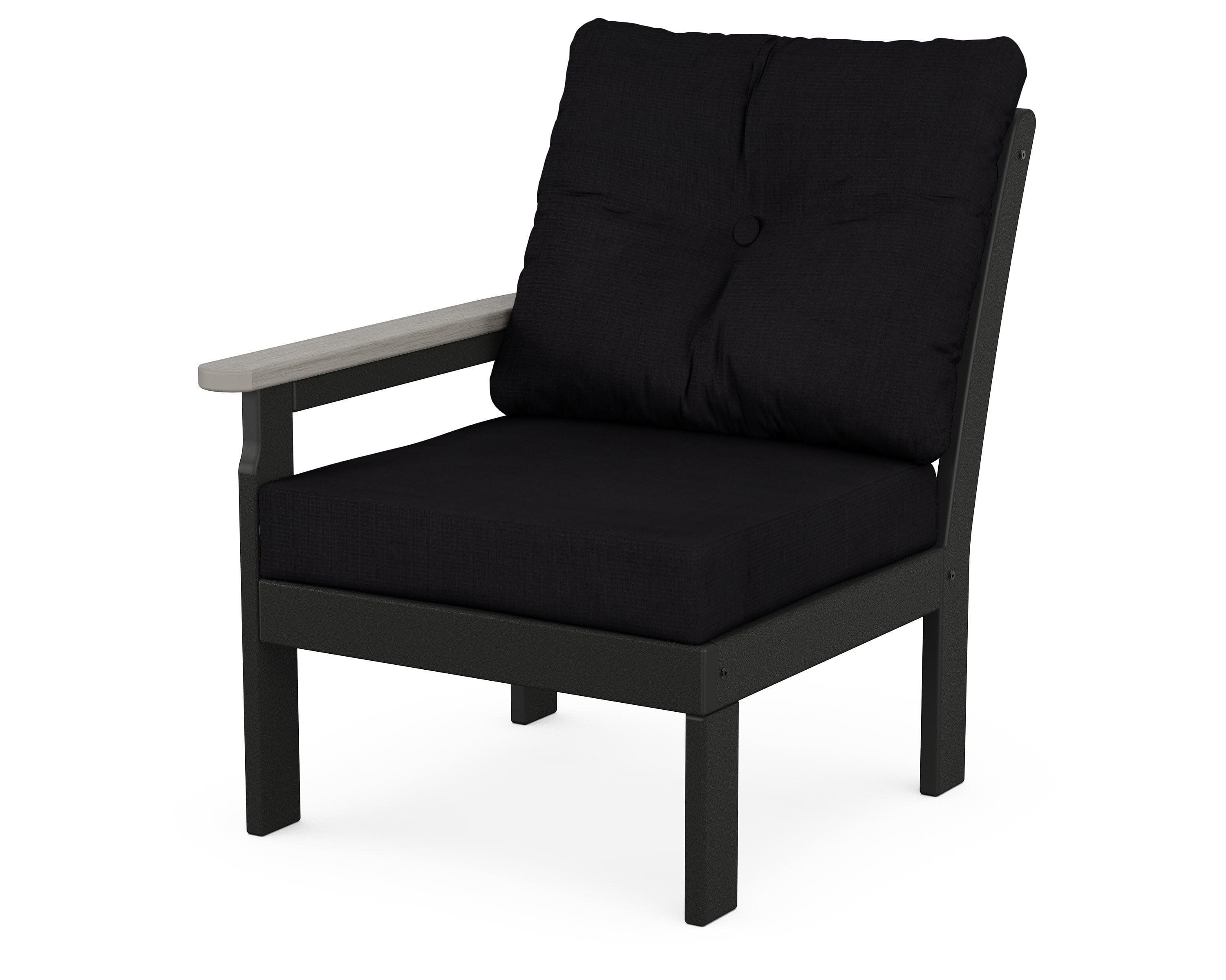 Vineyard Modular Left Arm Chair in Black / Driftwood / Midnight Linen
