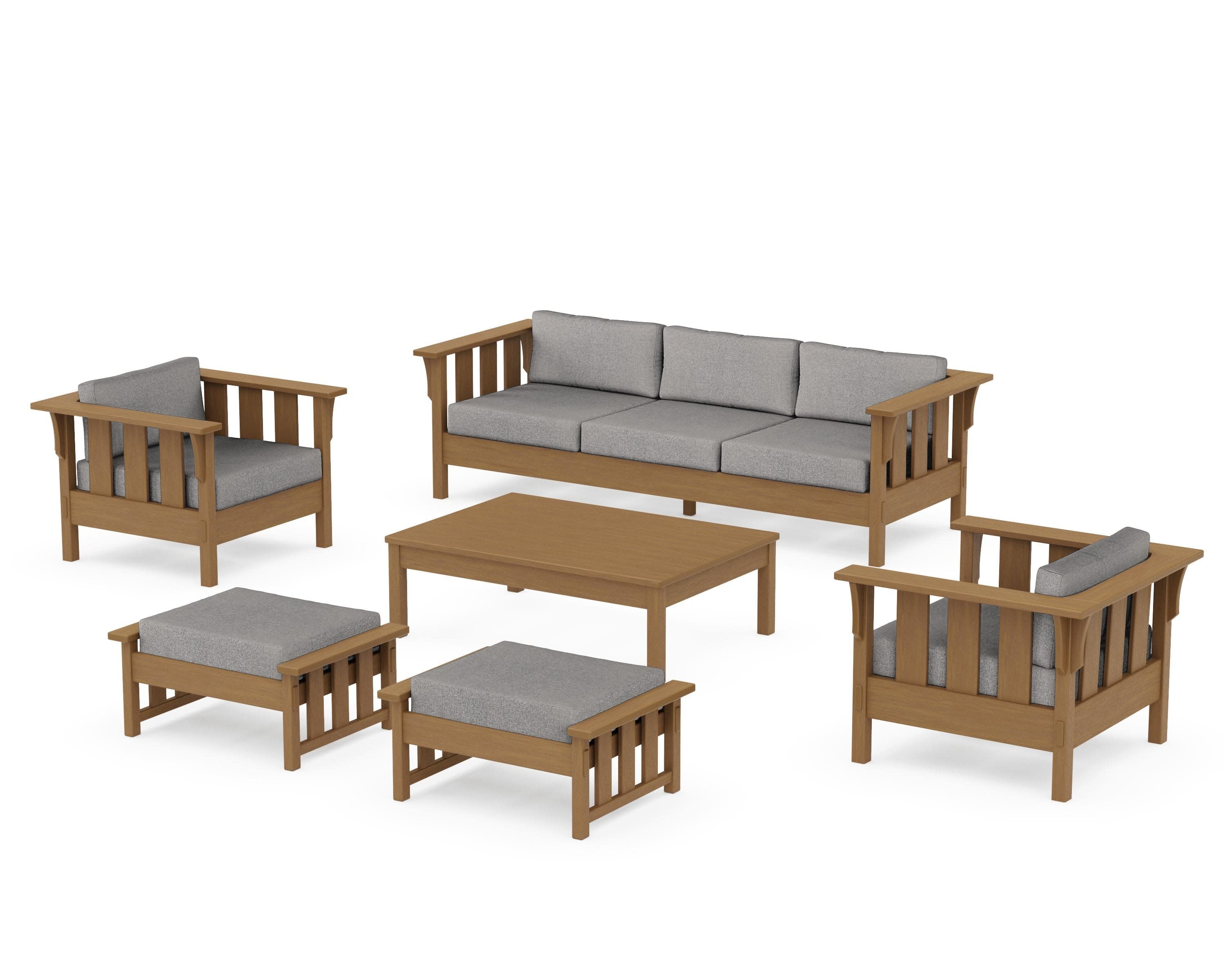 Acadia 6-Piece Lounge Sofa Set in Natural / Grey Mist