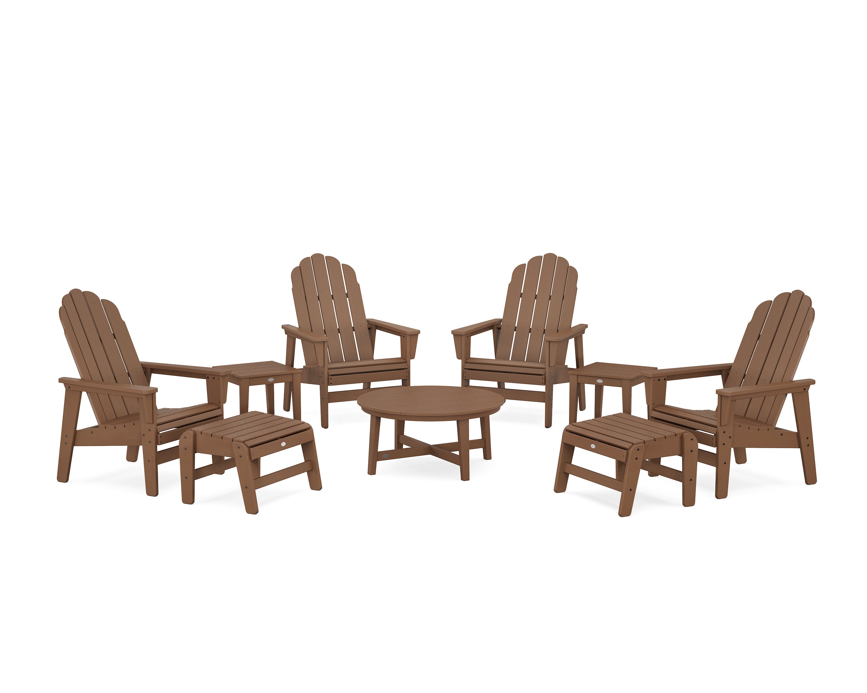 Vineyard Grand Upright Adirondack 9-Piece Conversation Set in Teak