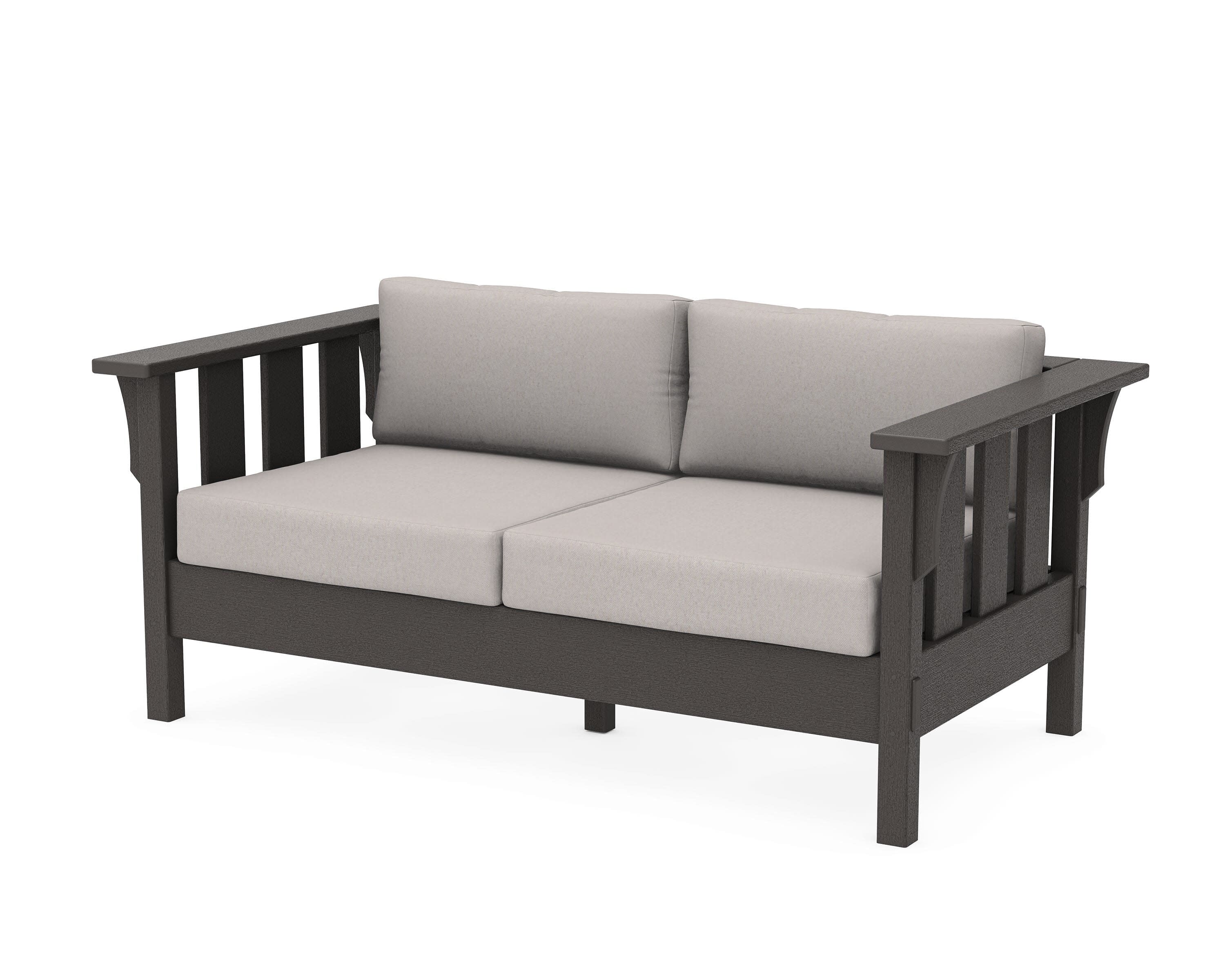 Acadia Deep Seating Loveseat in Vintage Coffee / Dune Burlap