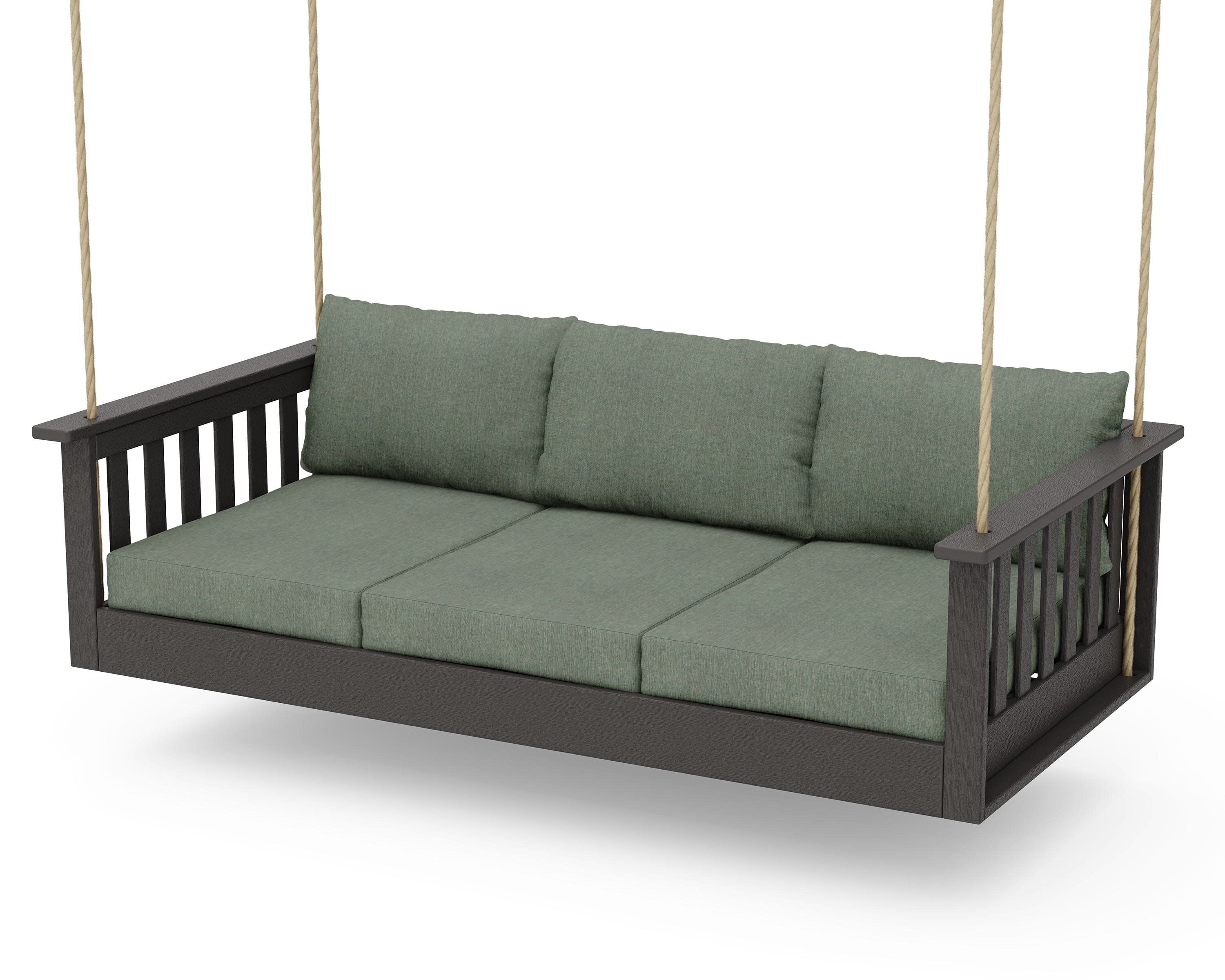 Vineyard Daybed Swing in Vintage Coffee / Cast Sage