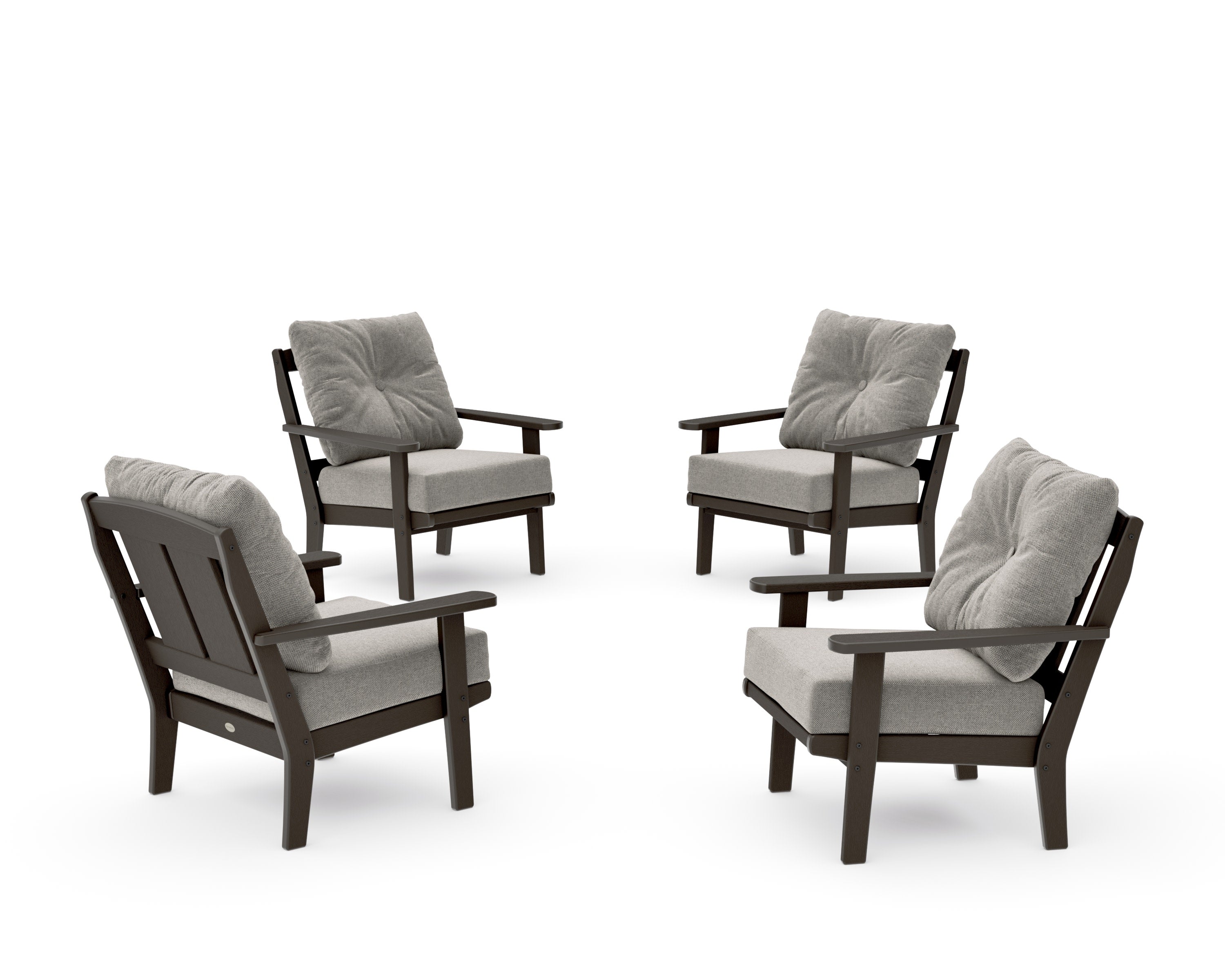 Mission 5-Piece Deep Seating Set with Fire Pit Table in Vintage Coffee / Weathered Tweed