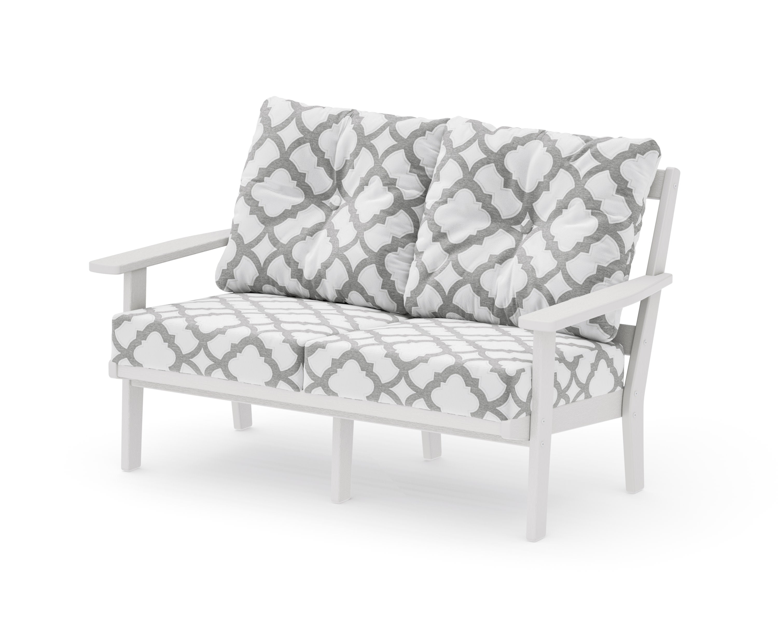 Oxford Deep SeatingLoveseat in Vintage White / Trellis Grey Mist