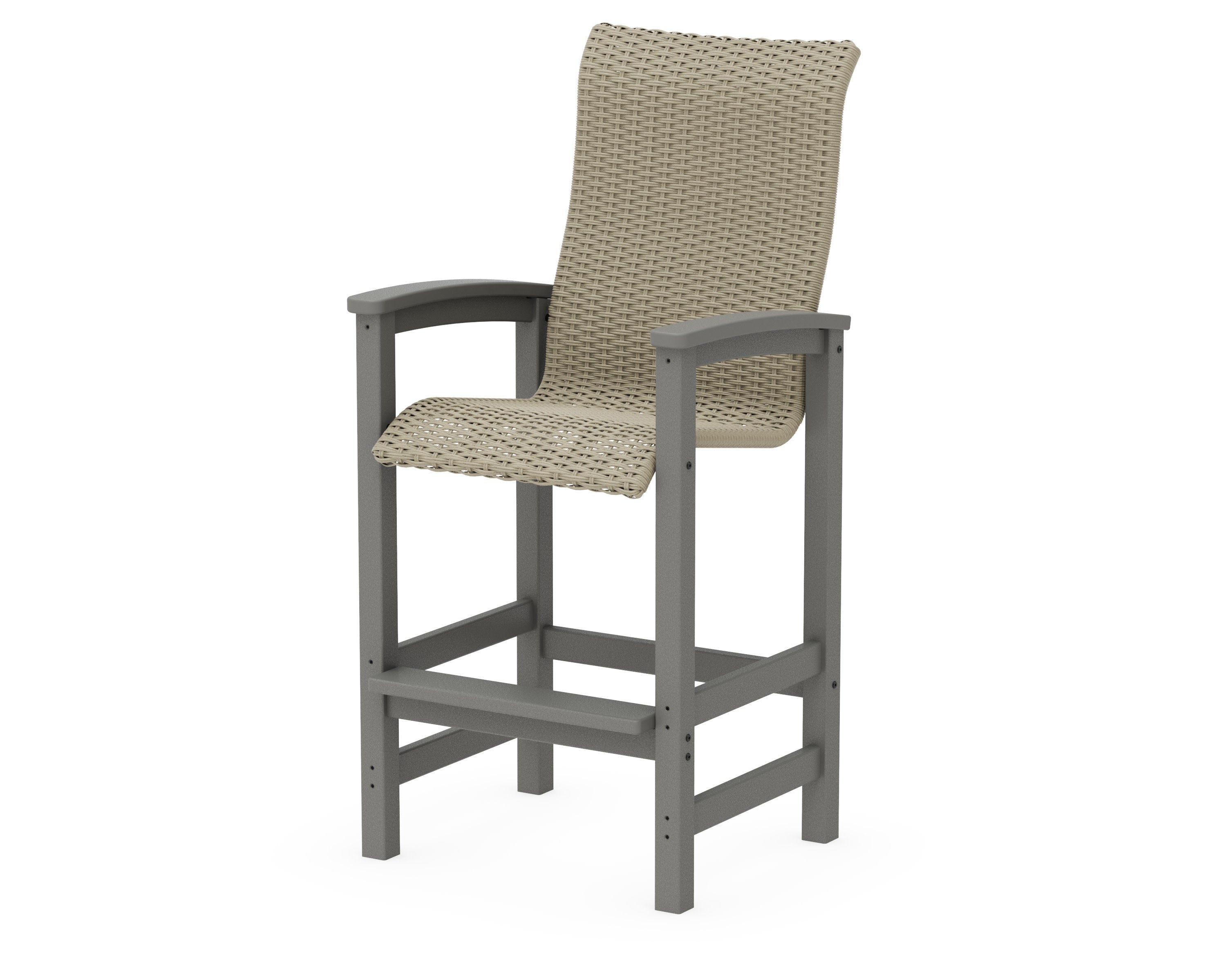 Coastal Woven High-Back Bar Chair in Slate Grey / Dune Grass