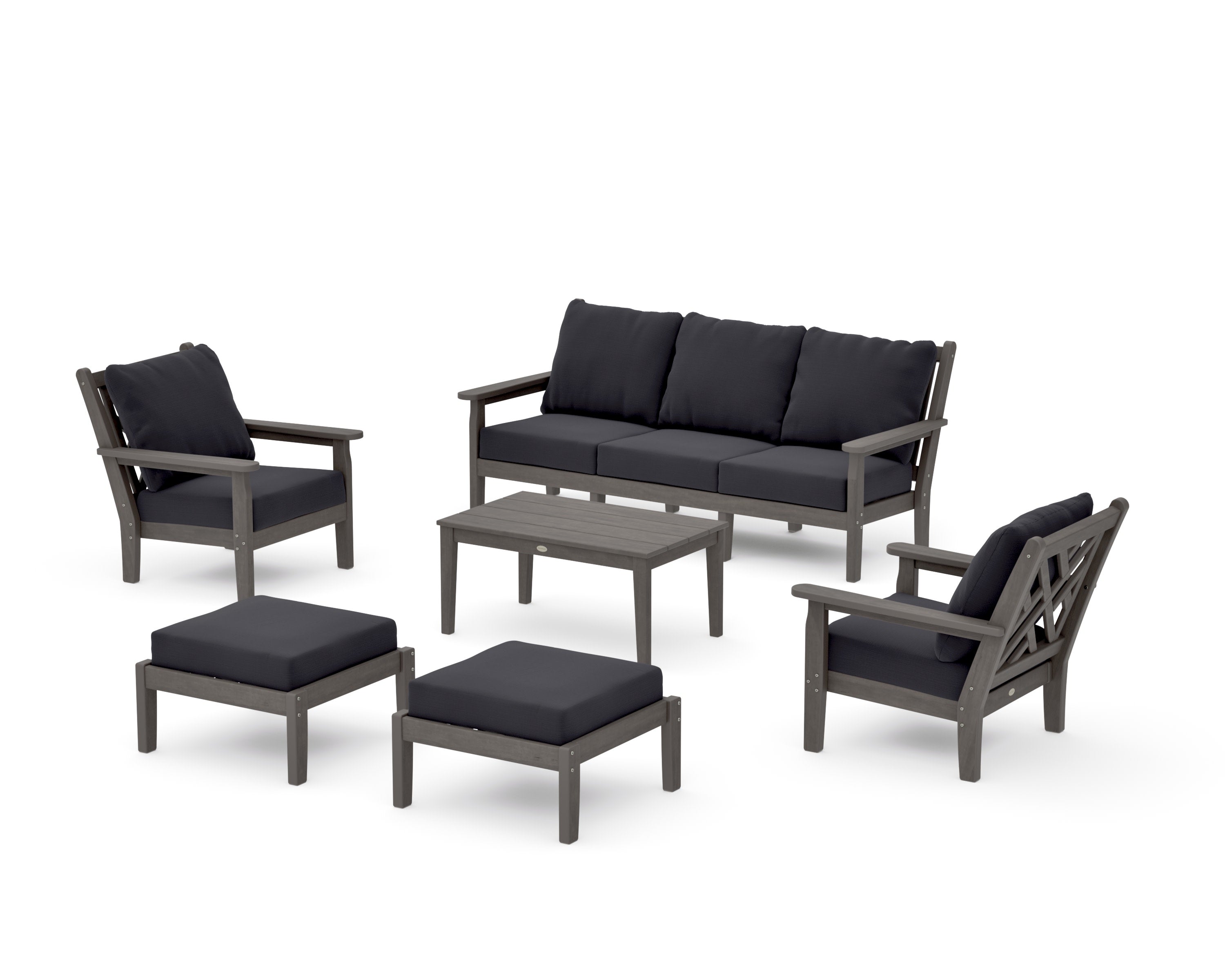 Chippendale 6-Piece Lounge Sofa Set in Driftwood / Midnight Linen