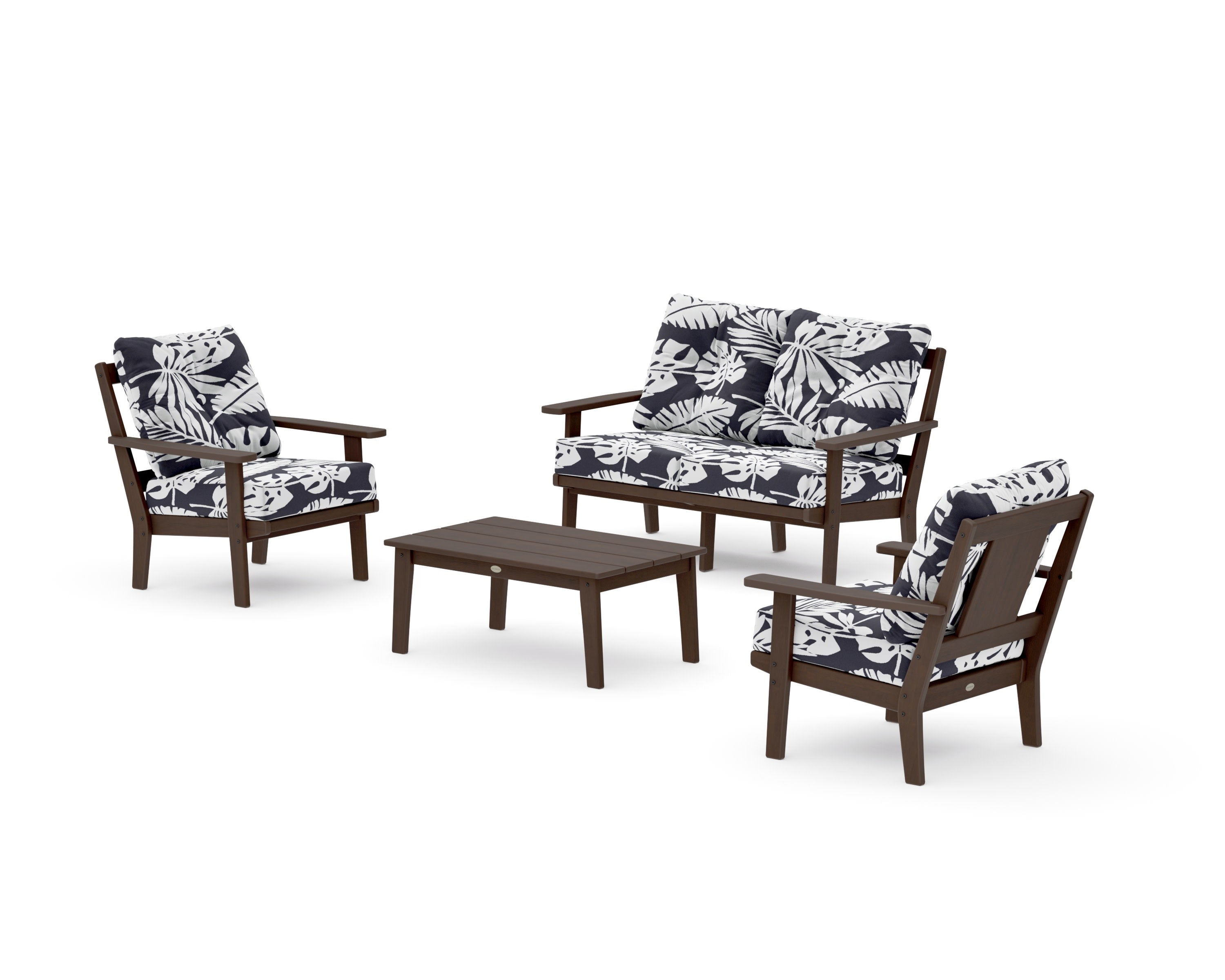 Prairie 4-Piece Deep Seating Set with Loveseat in Kona / Leaf Navy