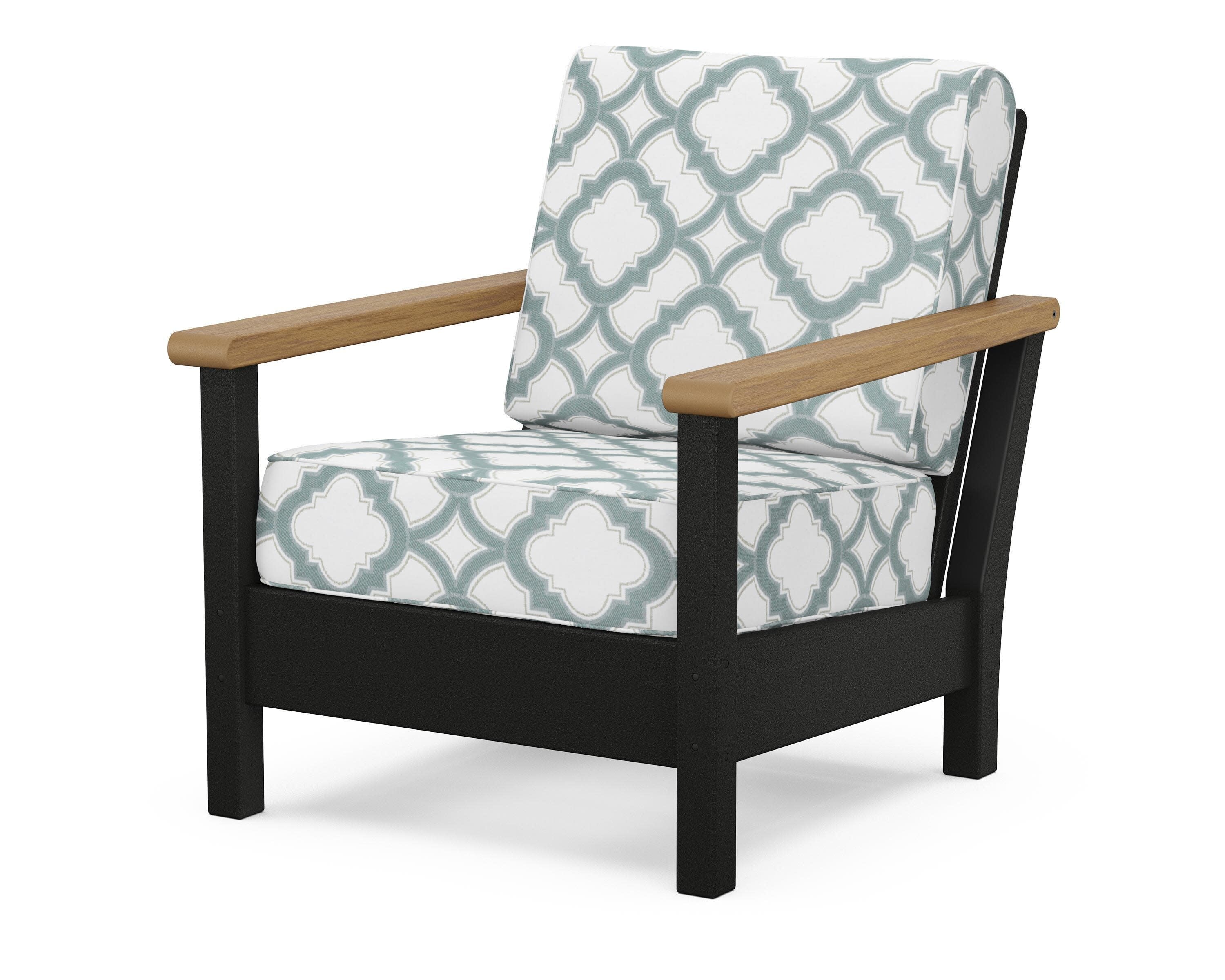 Harbour Deep Seating Chair in Black / Natural / Trellis Glacier Spa