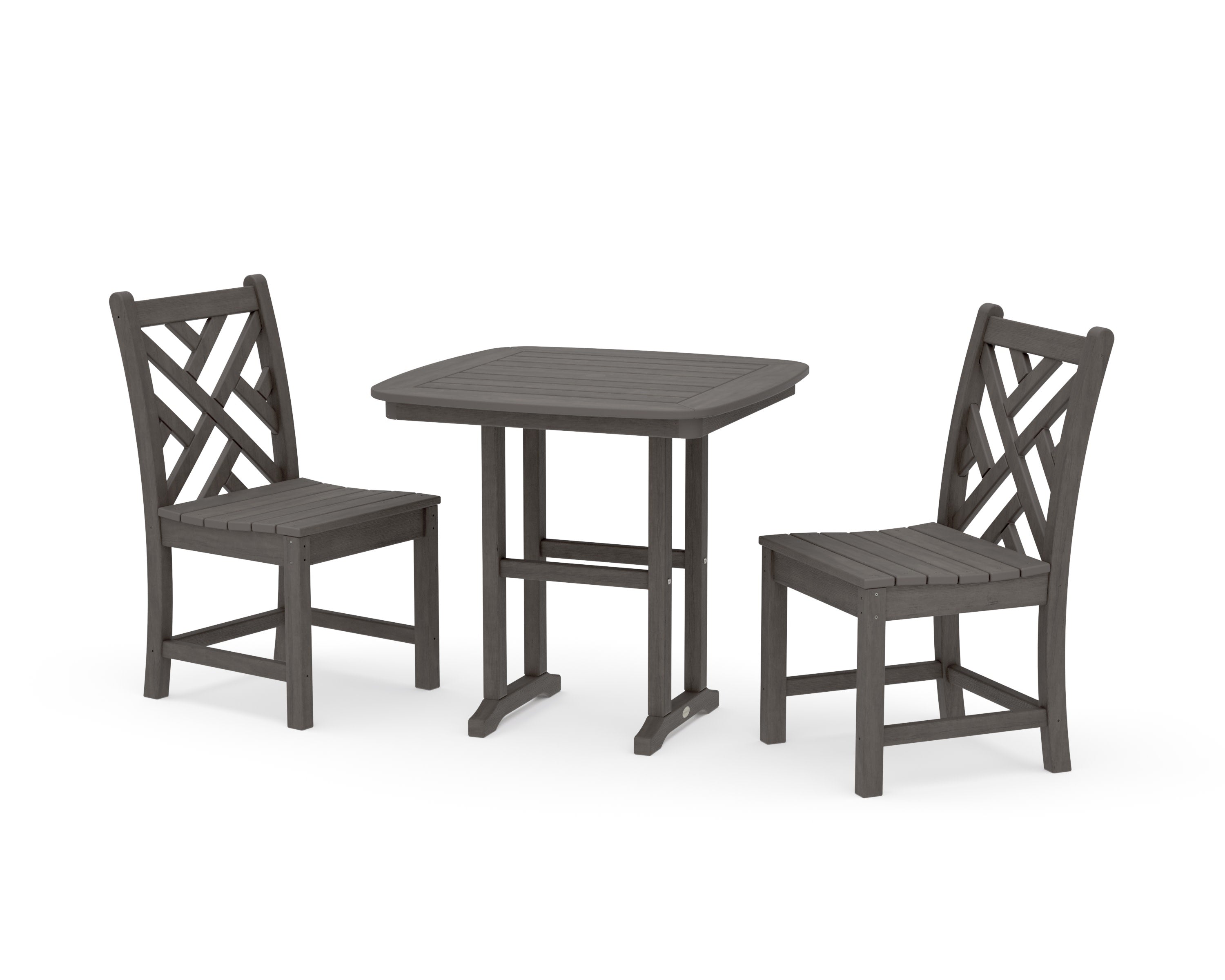 Chippendale Side Chair 3-Piece Dining Set in Driftwood