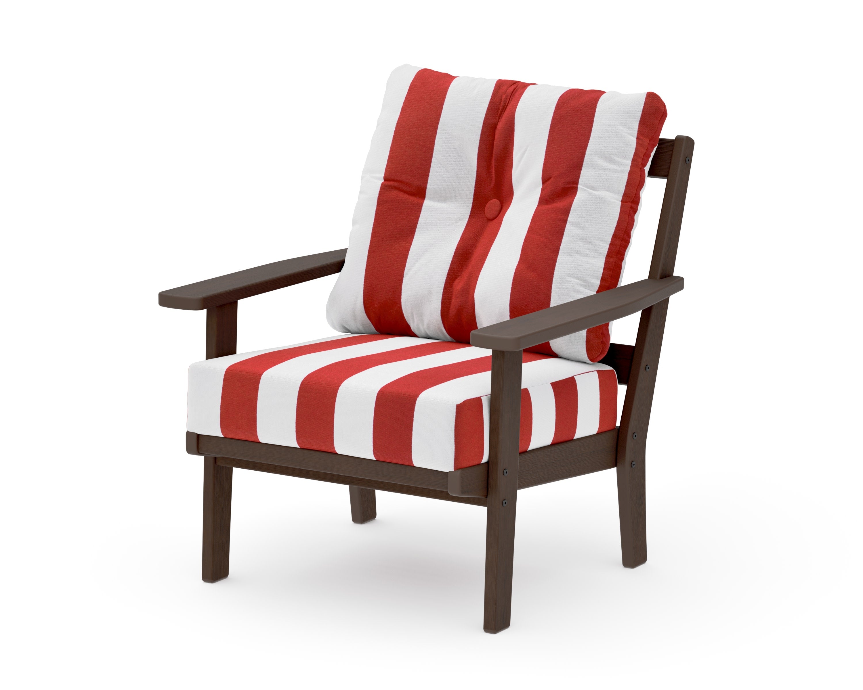 Oxford Deep Seating Chair in Kona / Cabana Stripe Crimson