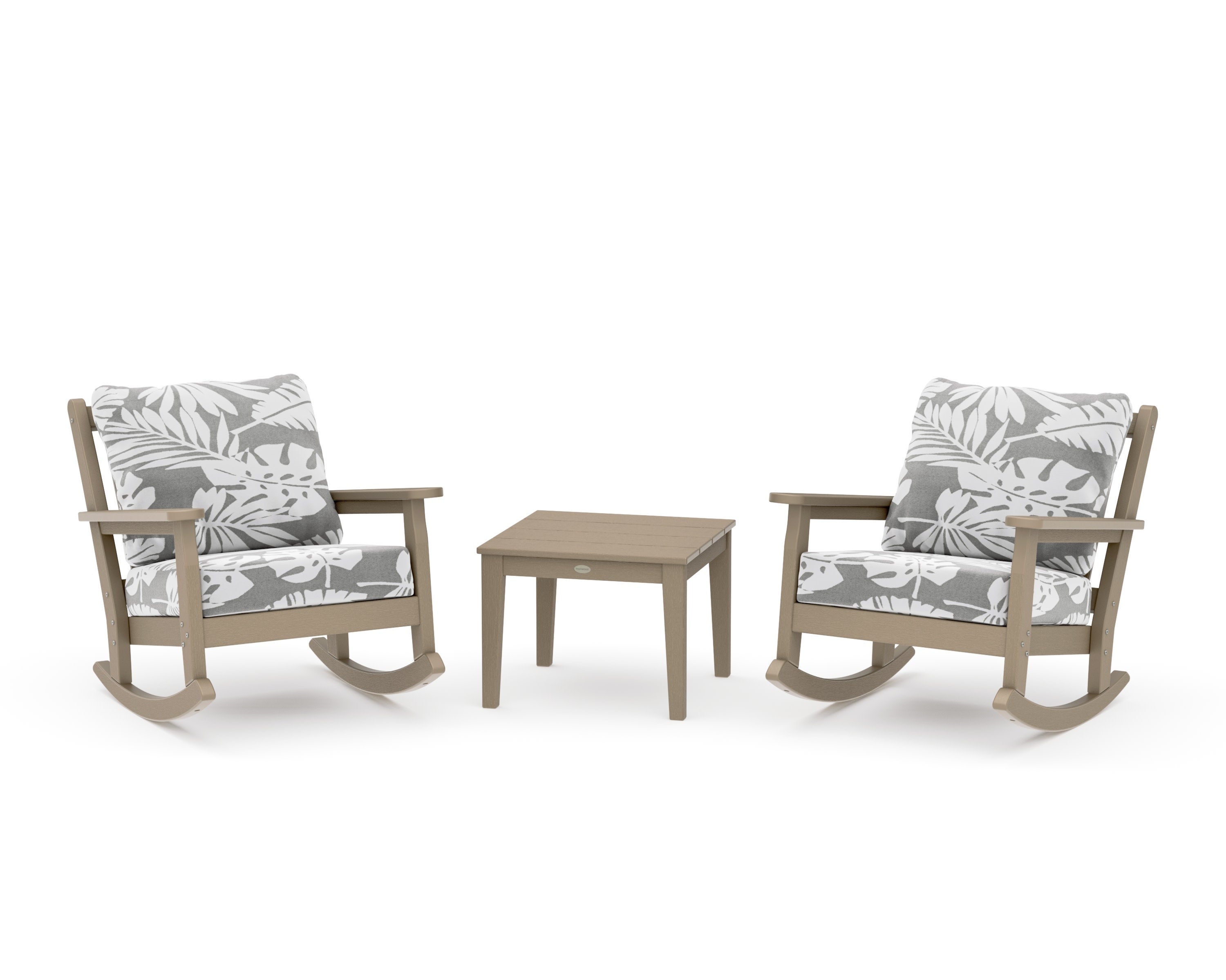 Chippendale 3-Piece Deep Seating Rocker Set in Vintage Sahara / Leaf Grey Mist