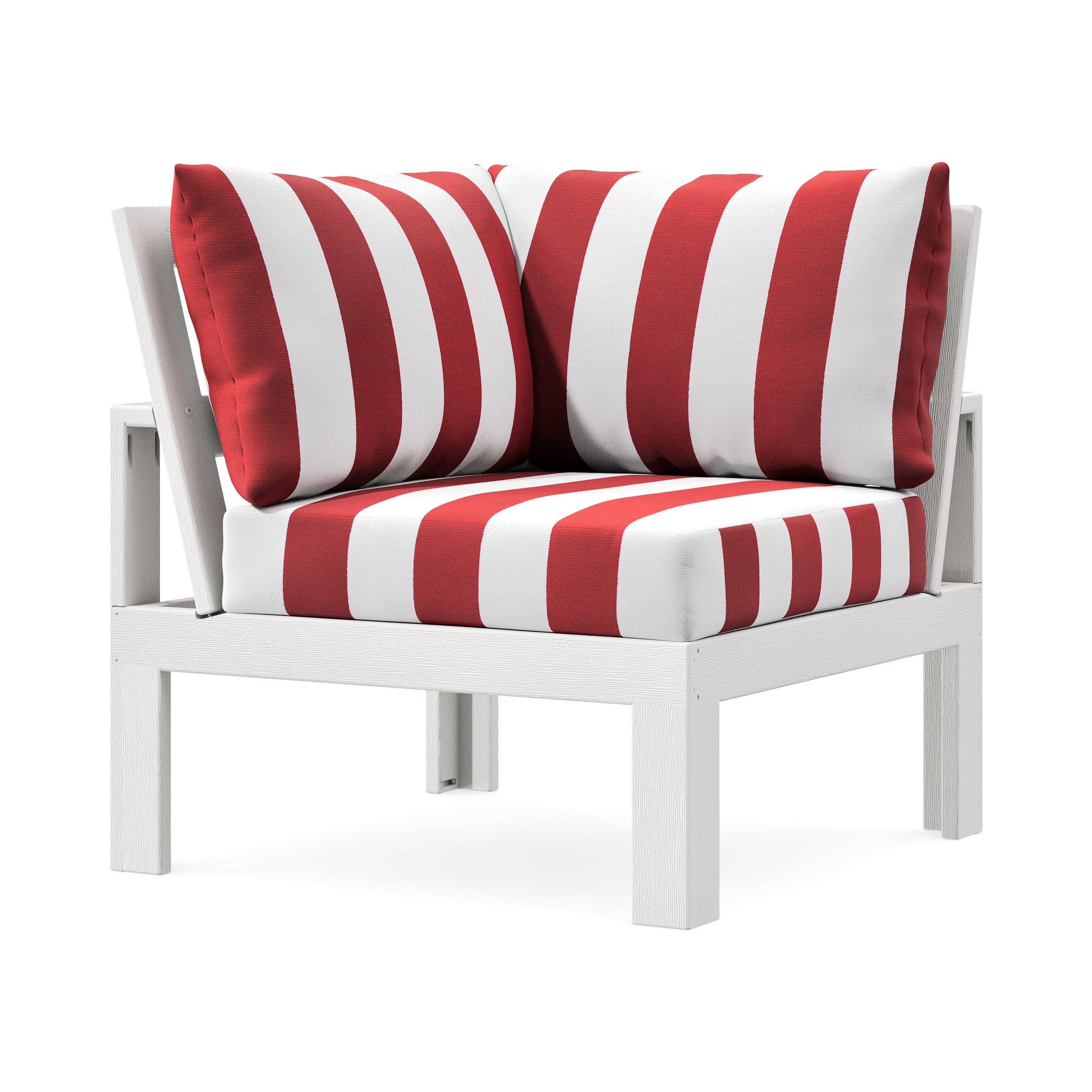 Modular Corner Chair in Vintage White / Cabana Stripe Crimson