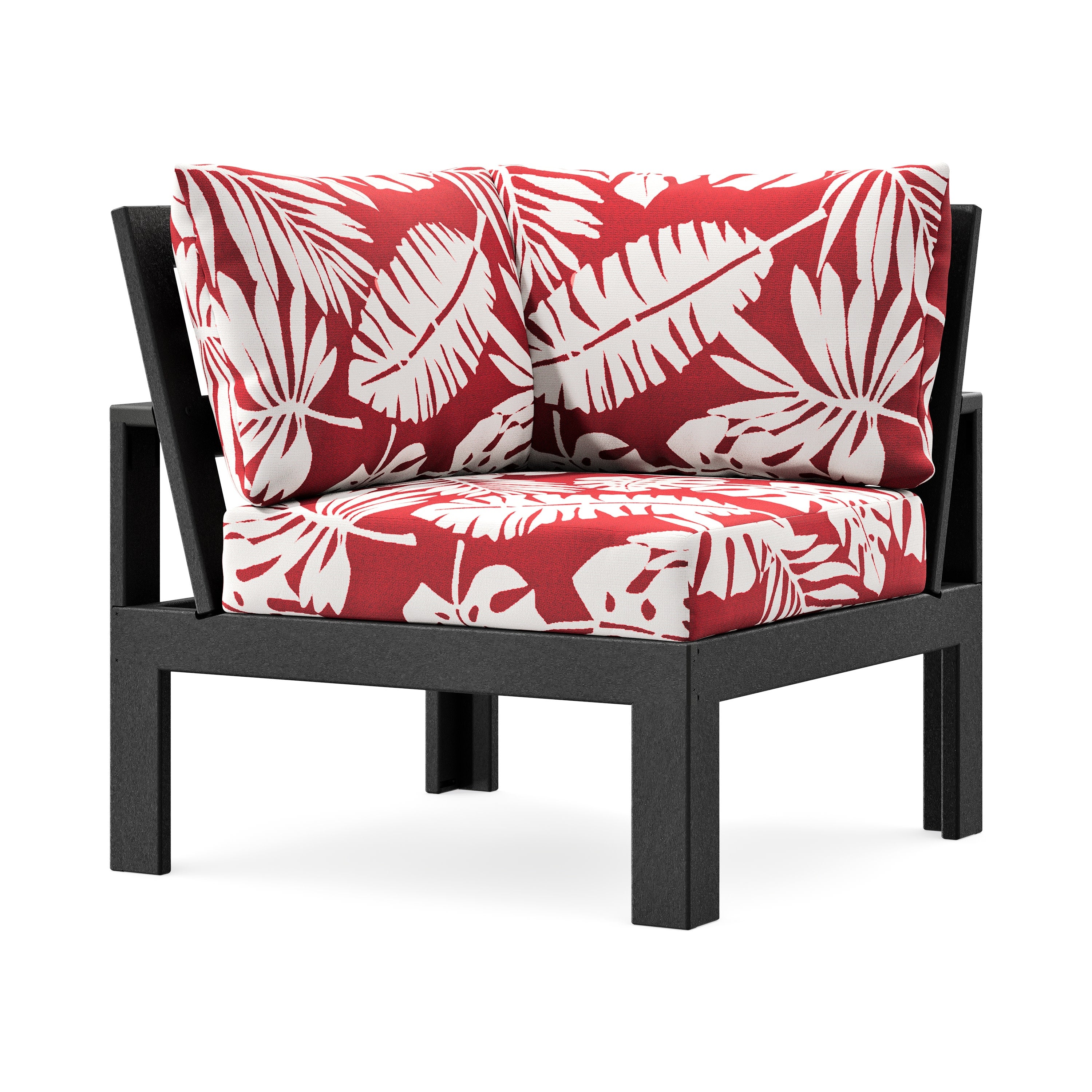 Modular Corner Chair in Black / Leaf Crimson