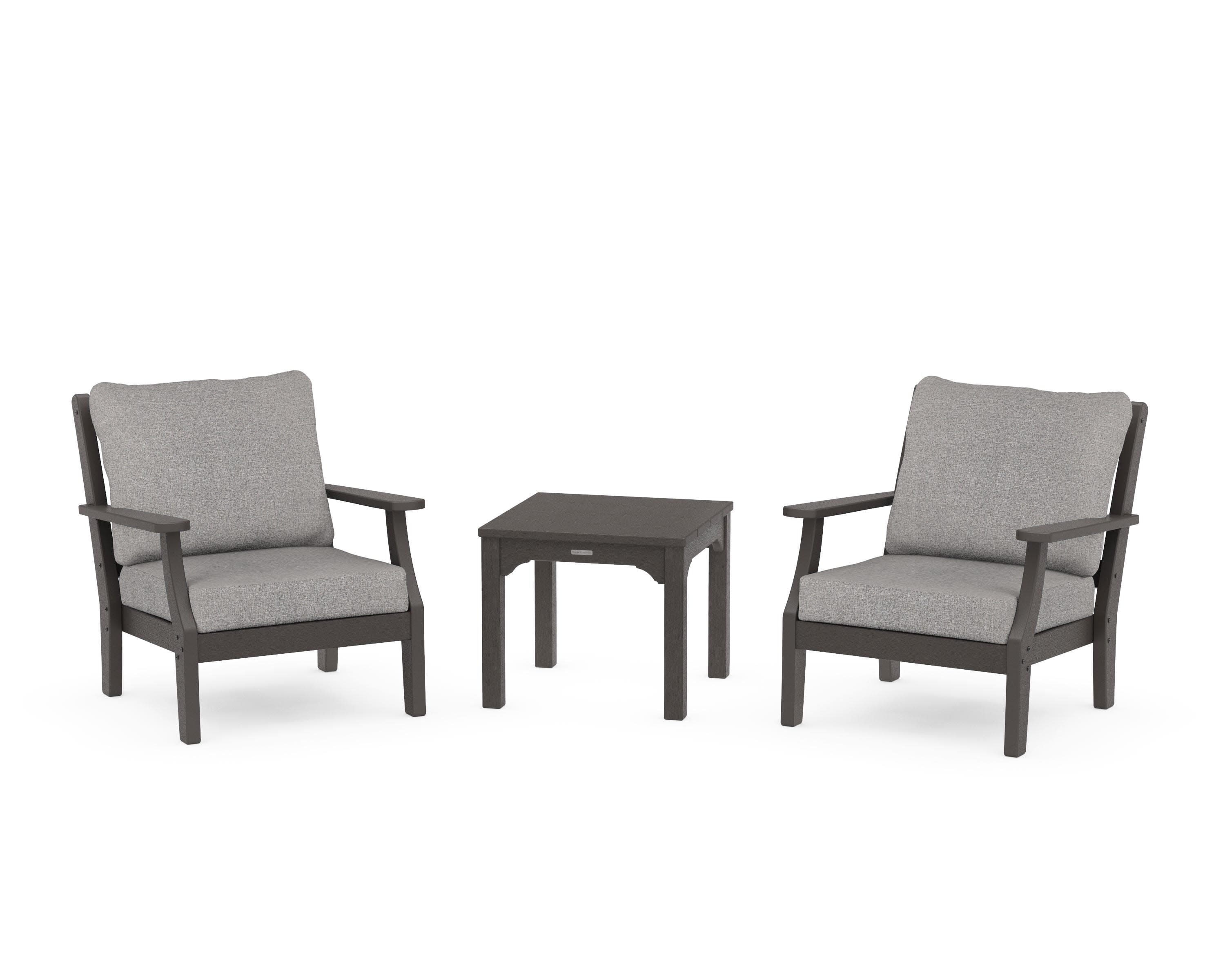 Chinoiserie 3-Piece Deep Seating Set in Vintage Coffee / Grey Mist