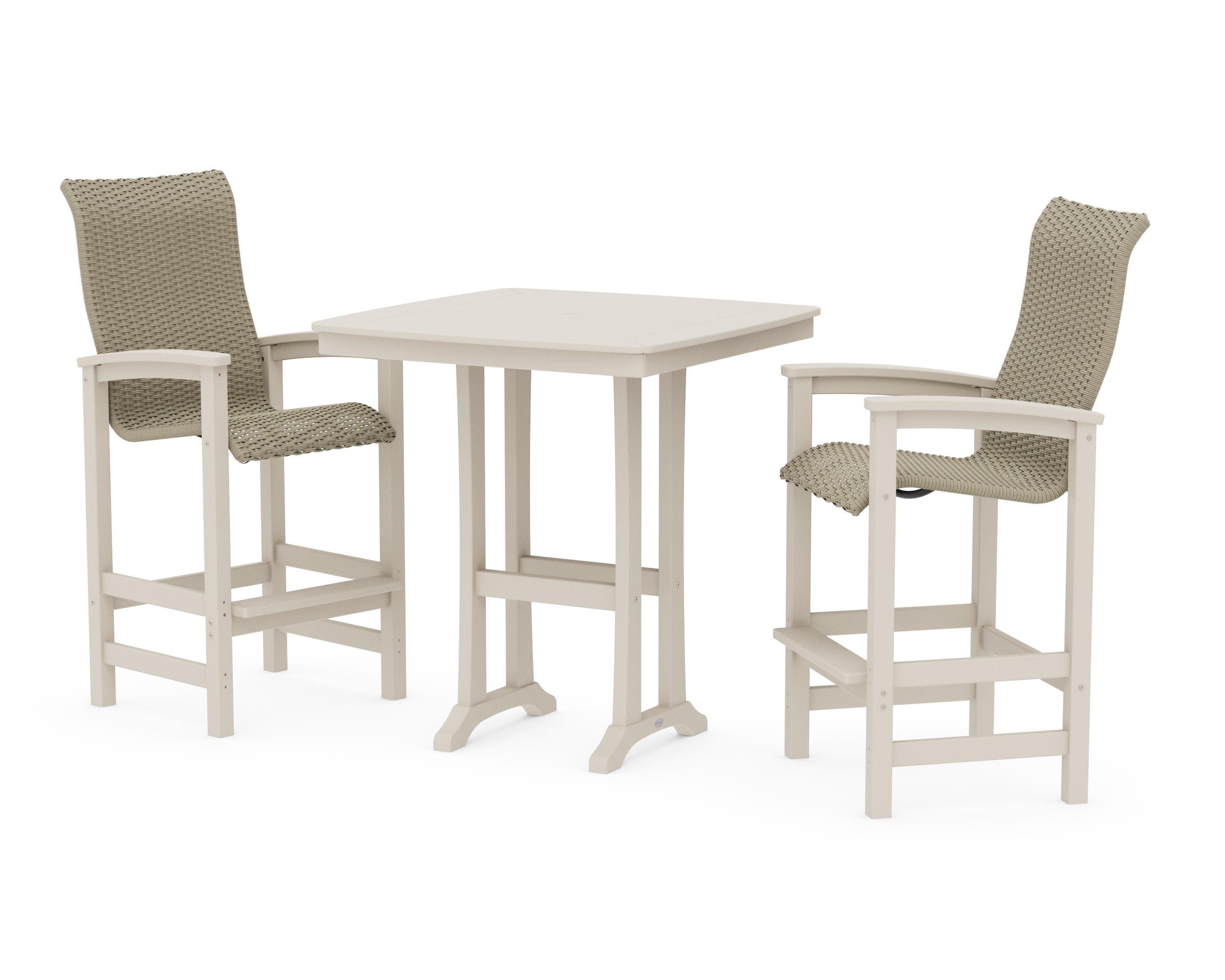 Coastal Woven High-Back 3-Piece Bar Set in Sand / Dune Grass