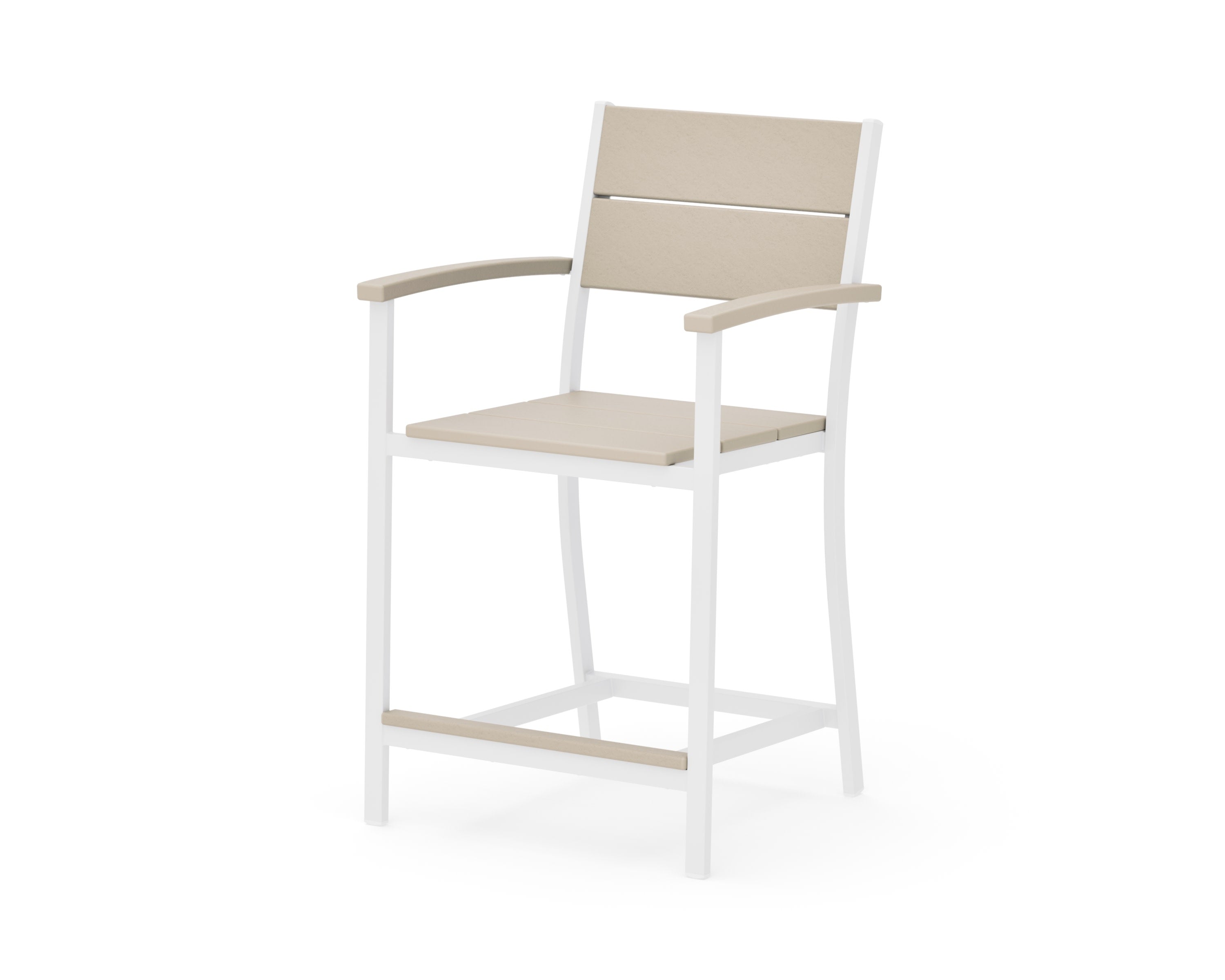 Main Street Counter Arm Chair in White / Sand