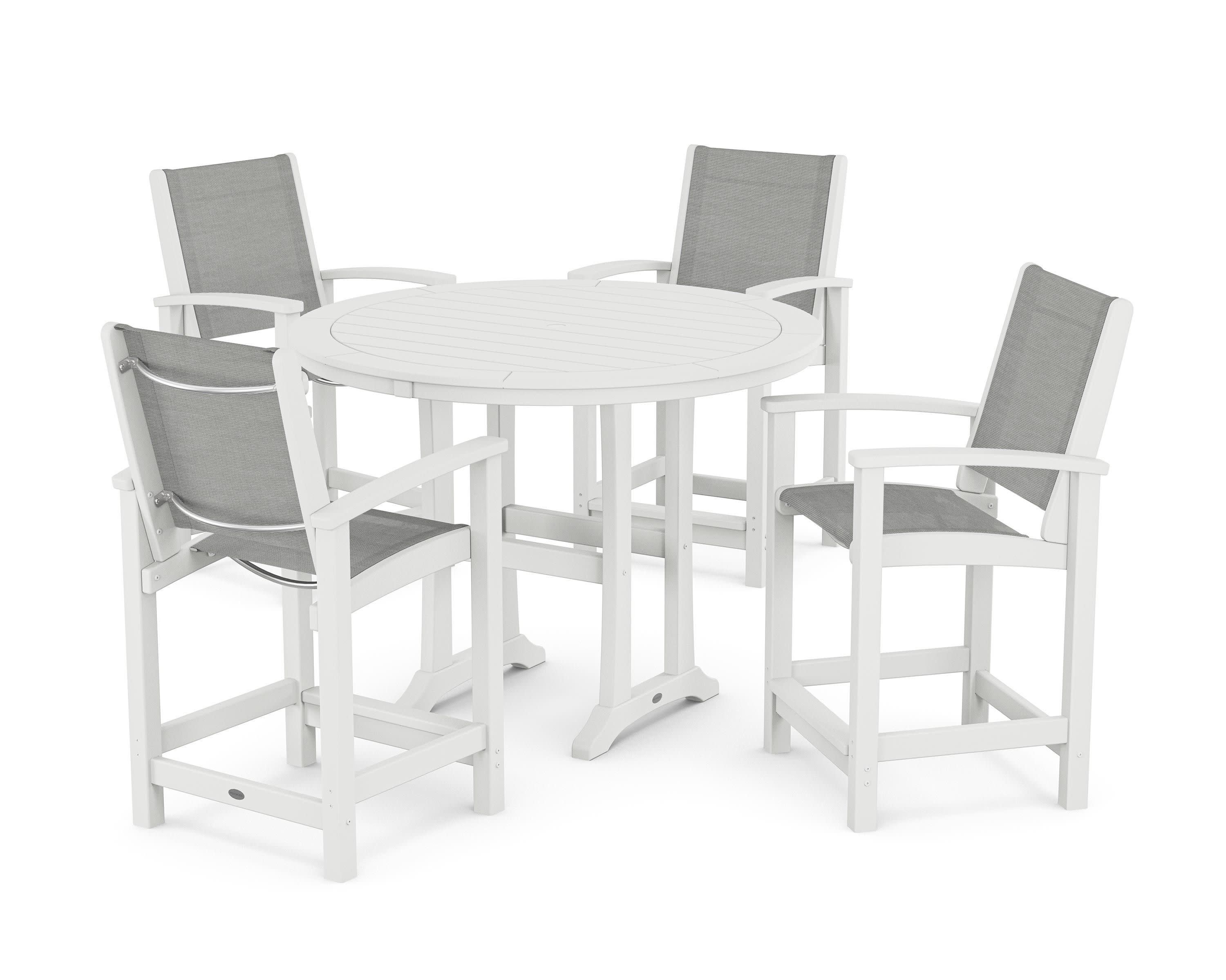Coastal 5-Piece Counter Set in White / Metallic Sling