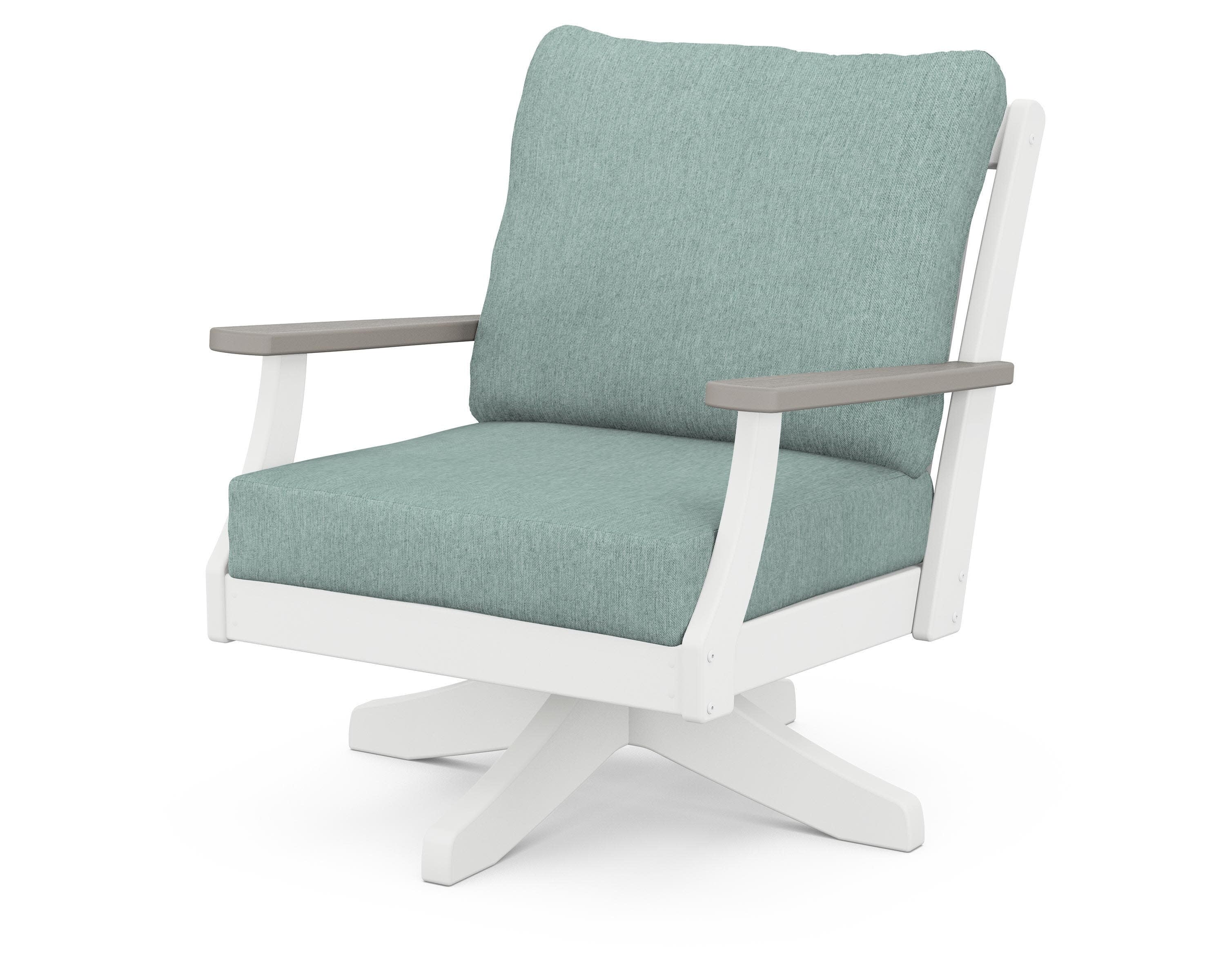 Braxton Deep Seating Swivel Chair in White / Driftwood / Glacier Spa