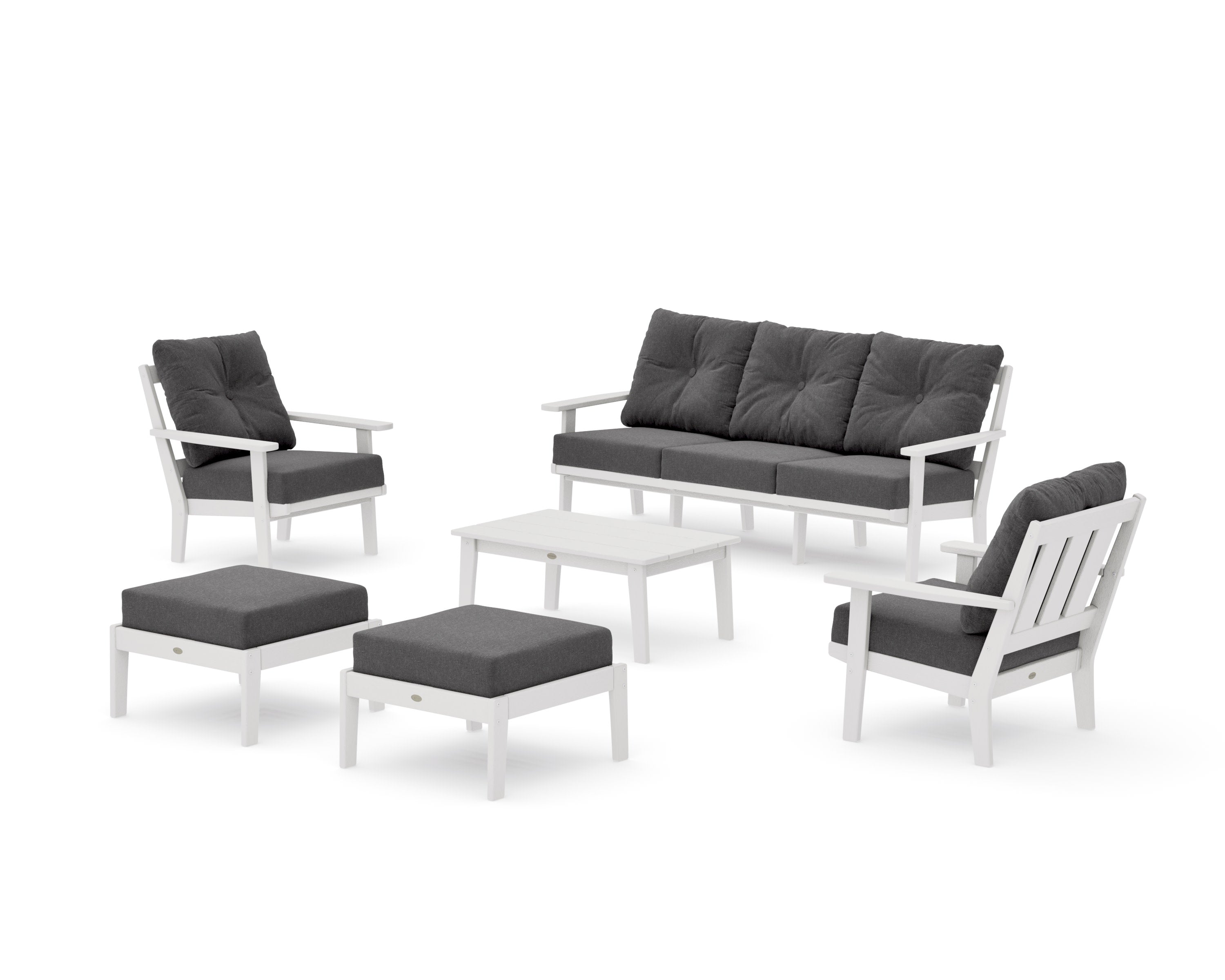 Oxford 6-Piece Lounge Sofa Set in Vintage White / Ash Charcoal