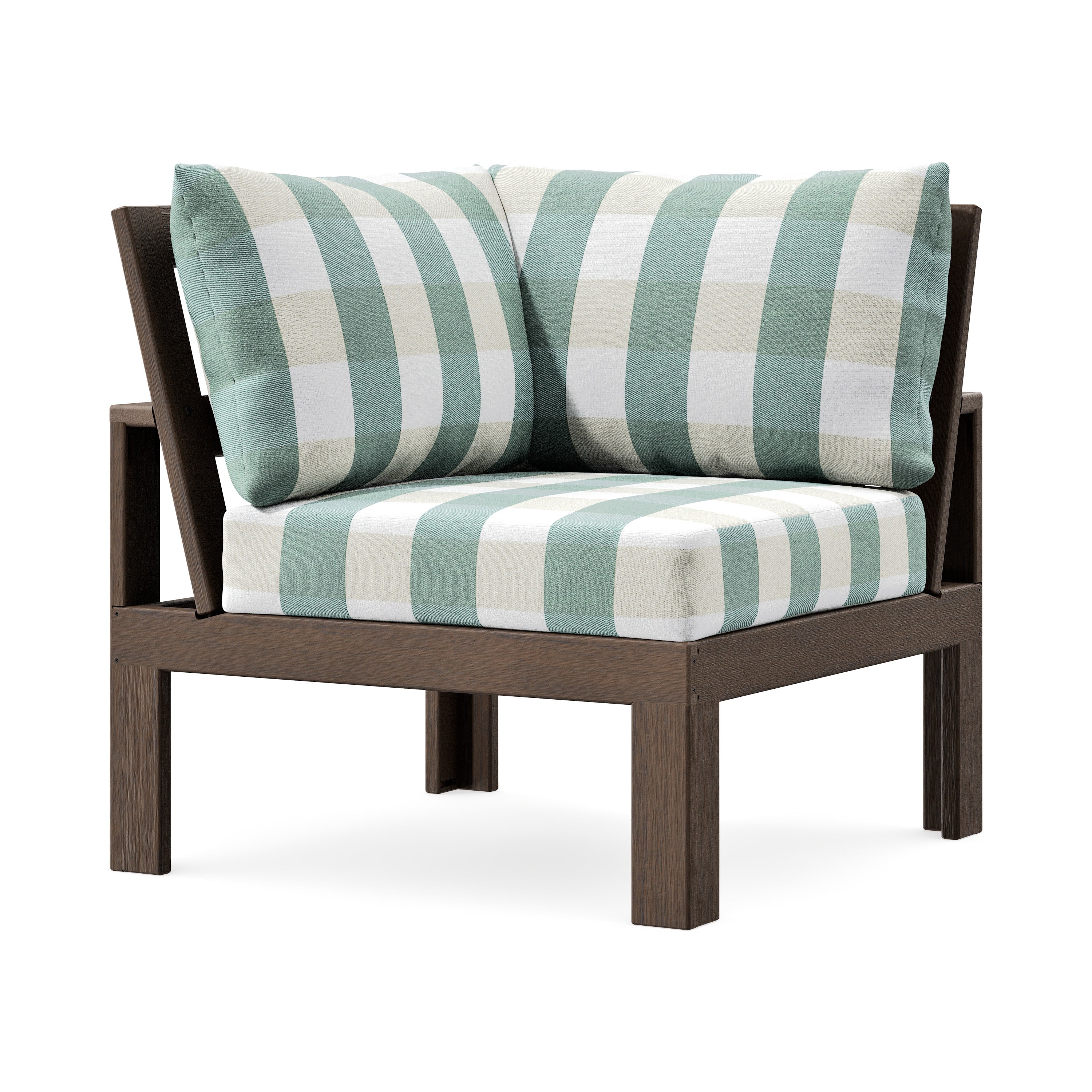 Modular Corner Chair in Kona / Buffalo Plaid Glacier Spa
