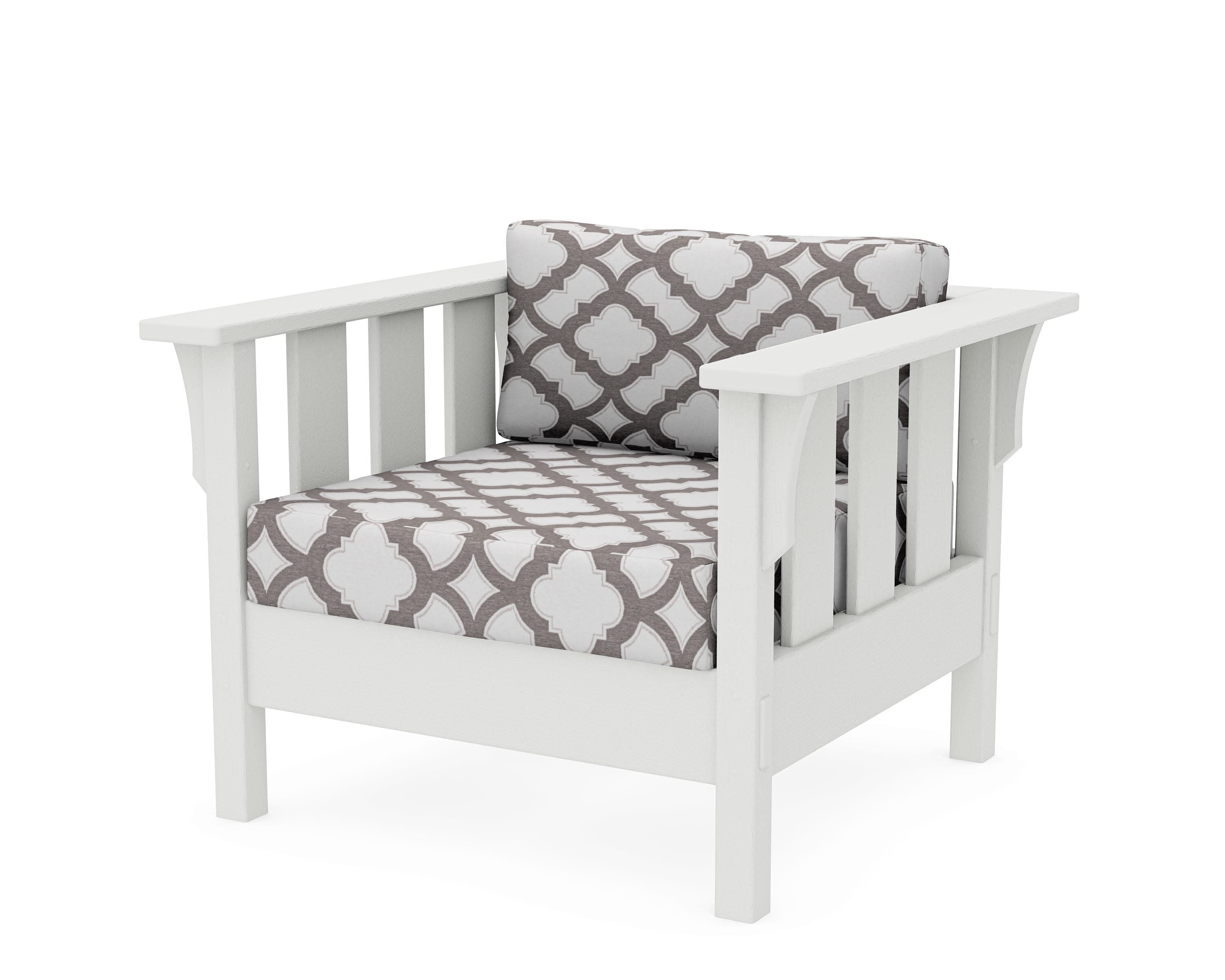 Acadia Deep Seating Chair in Vintage White / Trellis Grey Mist