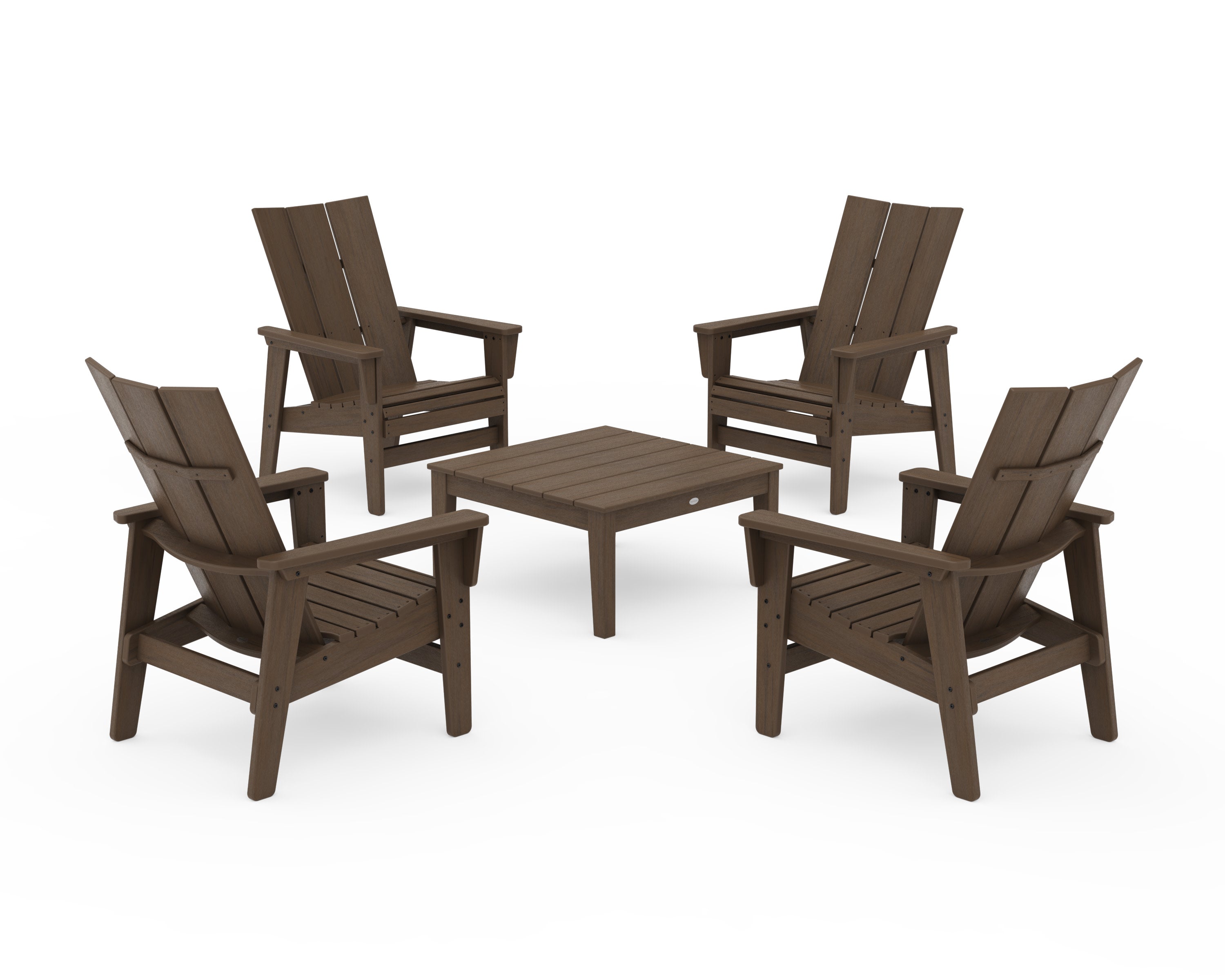 5-Piece Modern Grand Upright Adirondack Chair Conversation Group in Kona