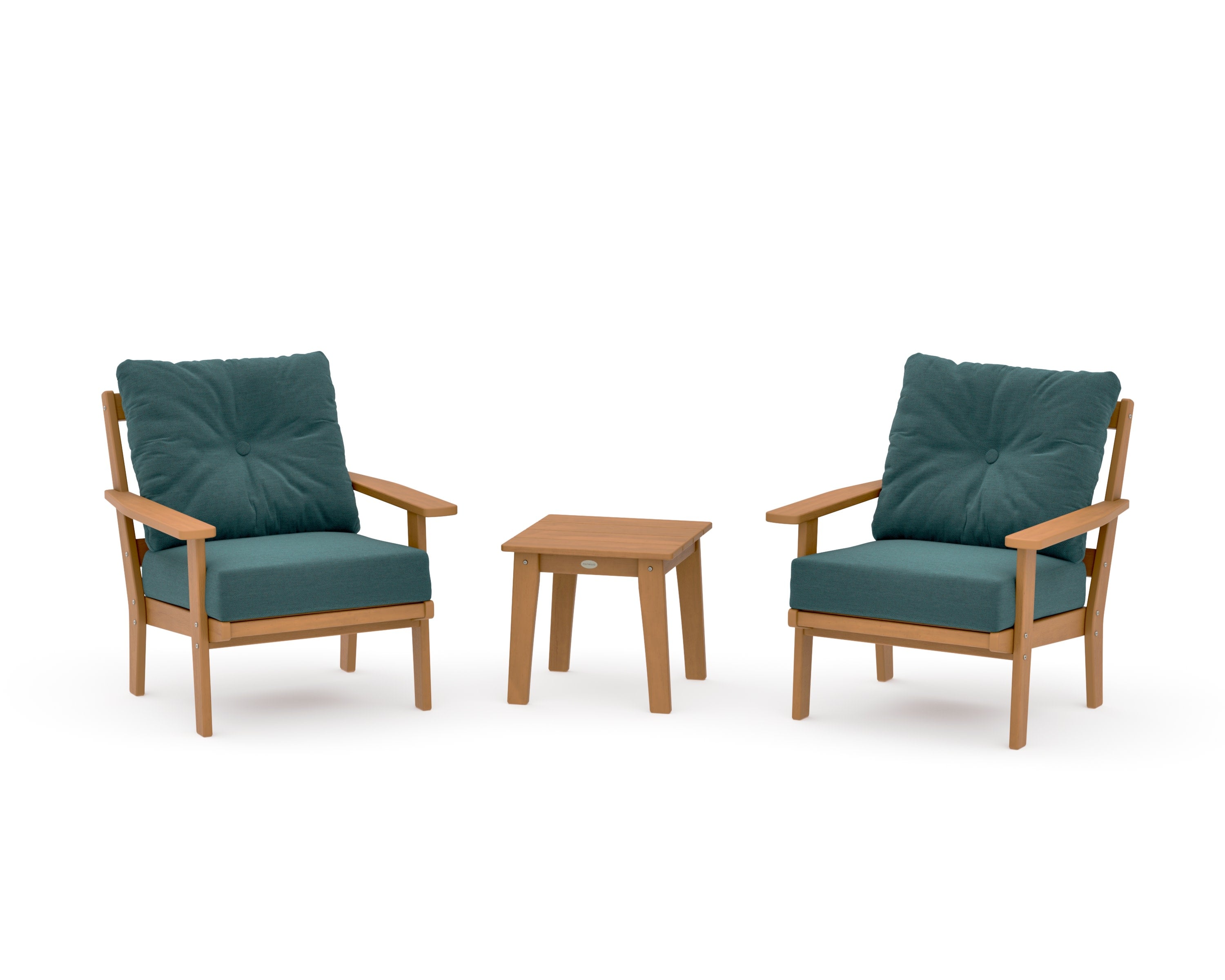 Prairie 3-Piece Deep Seating Set in Natural / Ocean Teal