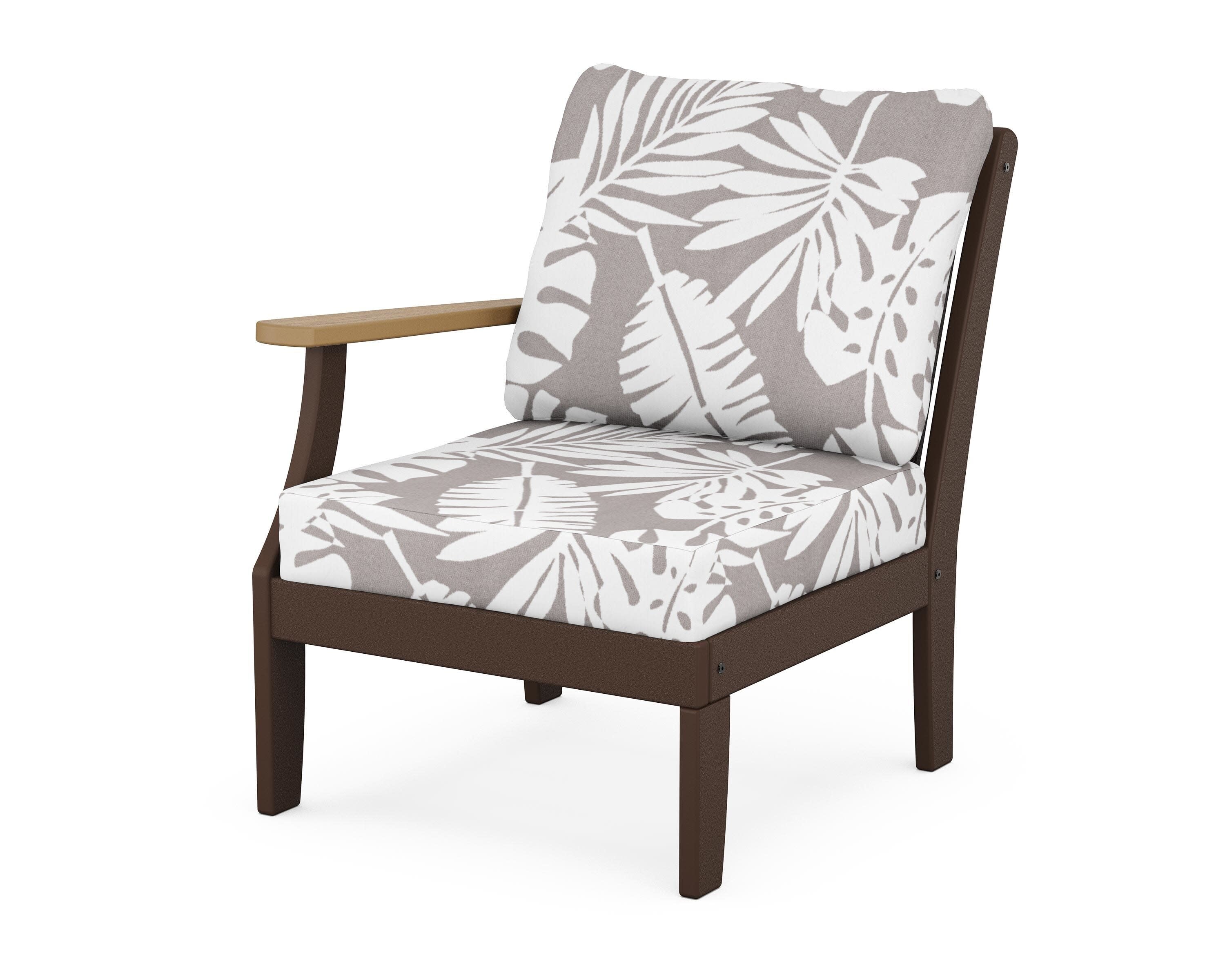 Braxton Modular Left Arm Chair in Mahogany / Natural / Leaf Grey Mist