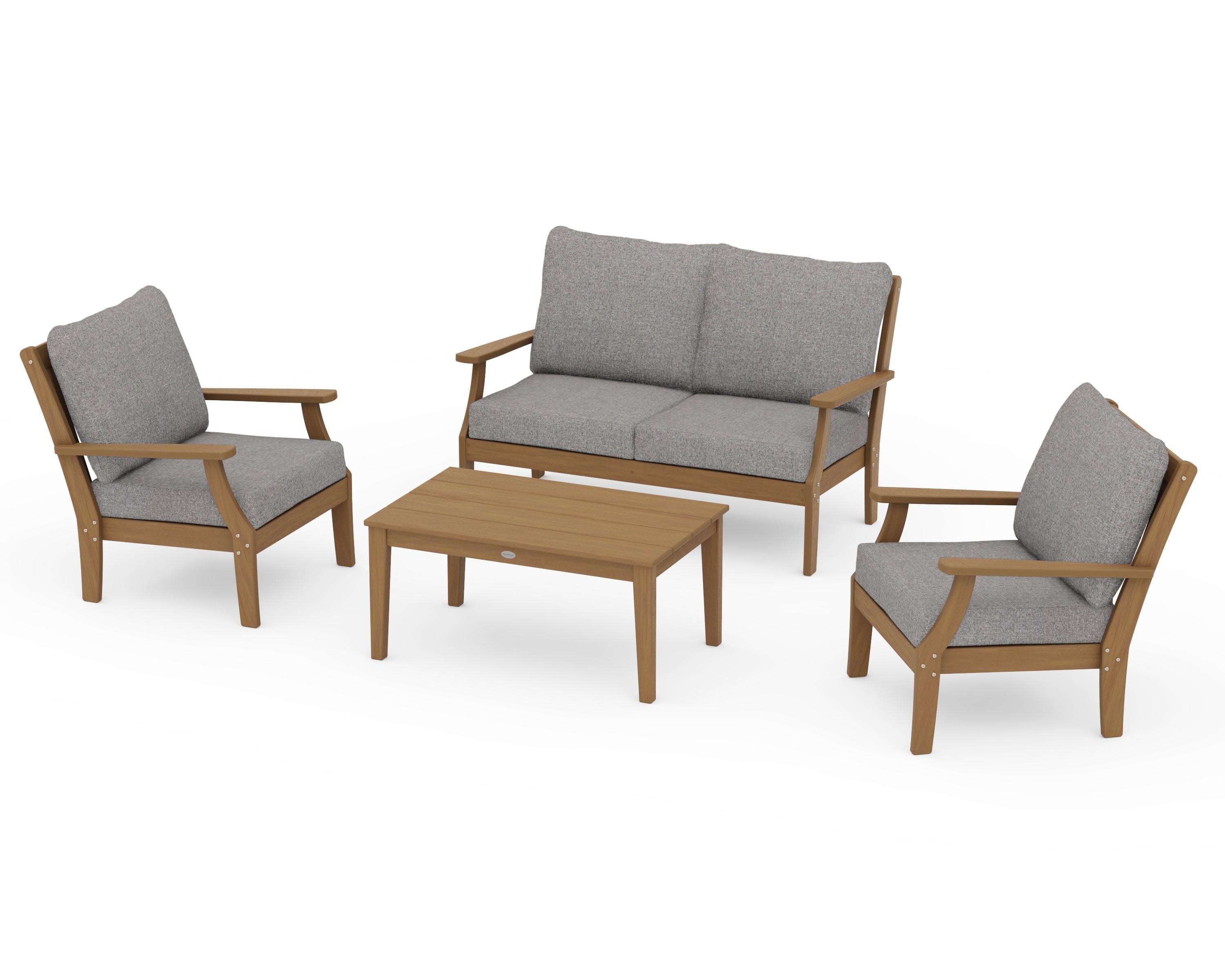 Braxton 4-Piece Deep Seating Chair Set in Natural / Grey Mist