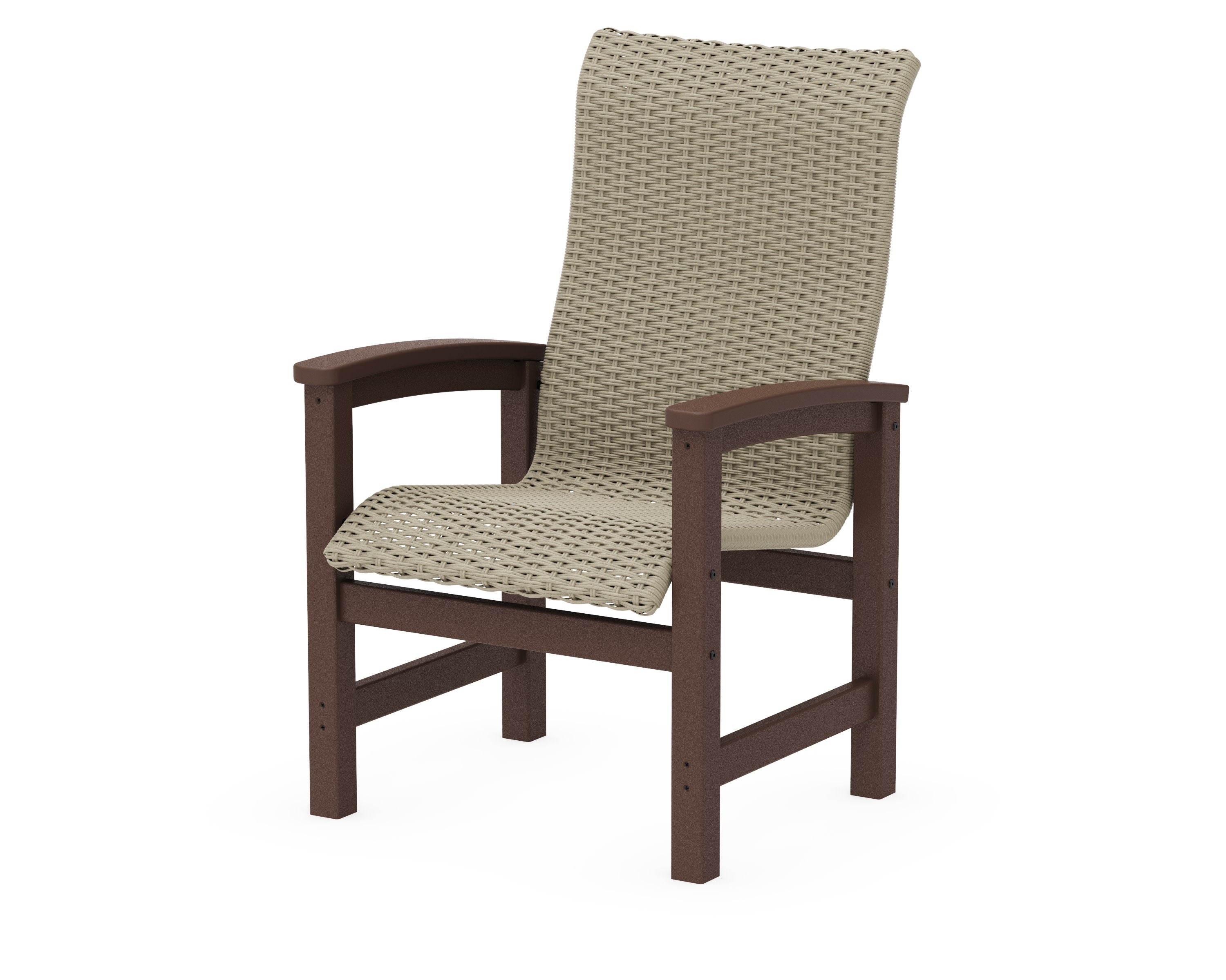 Coastal Woven High-Back Dining Chair in Mahogany / Dune Grass