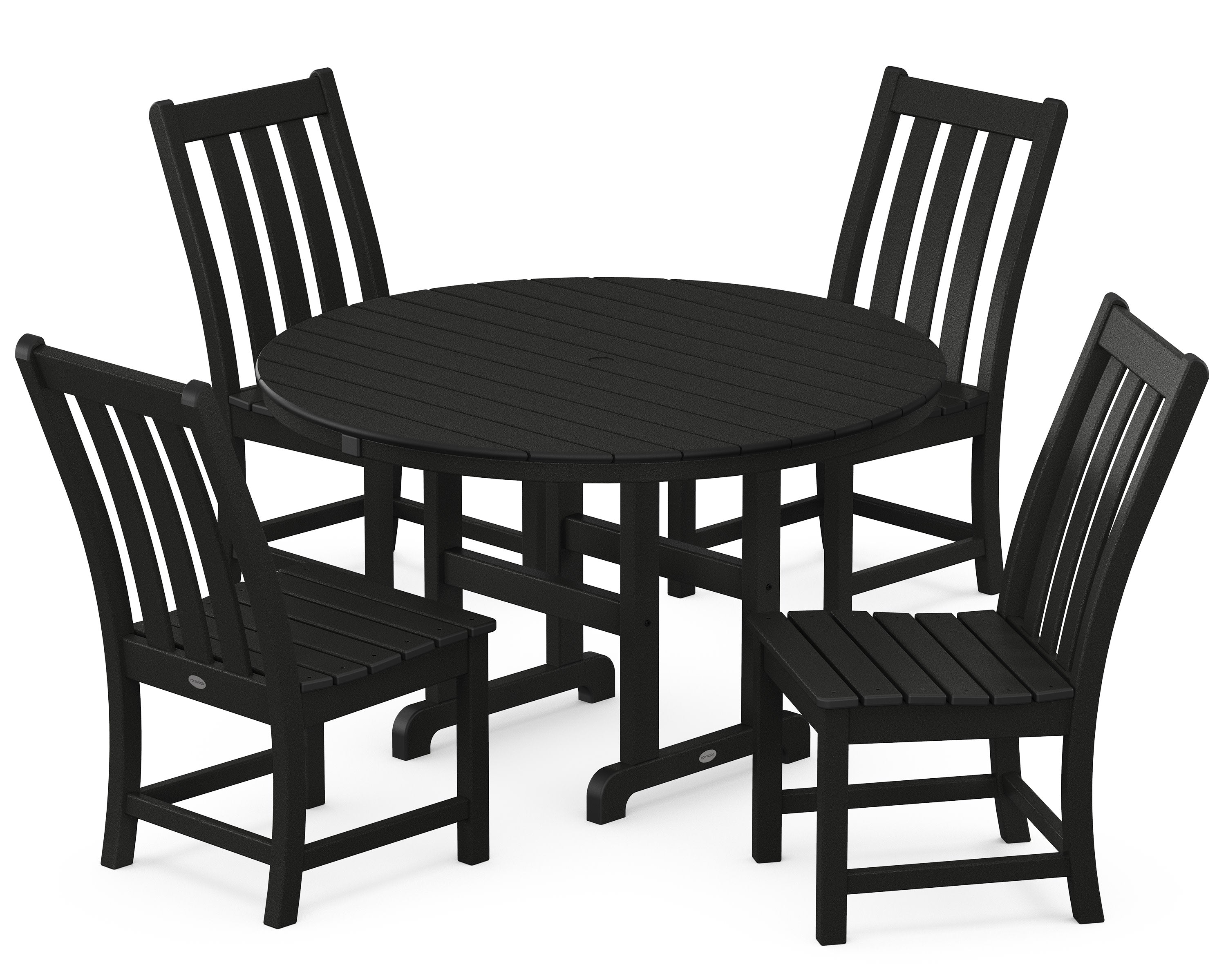 Vineyard 5-Piece Round Farmhouse Side Chair Dining Set in Black