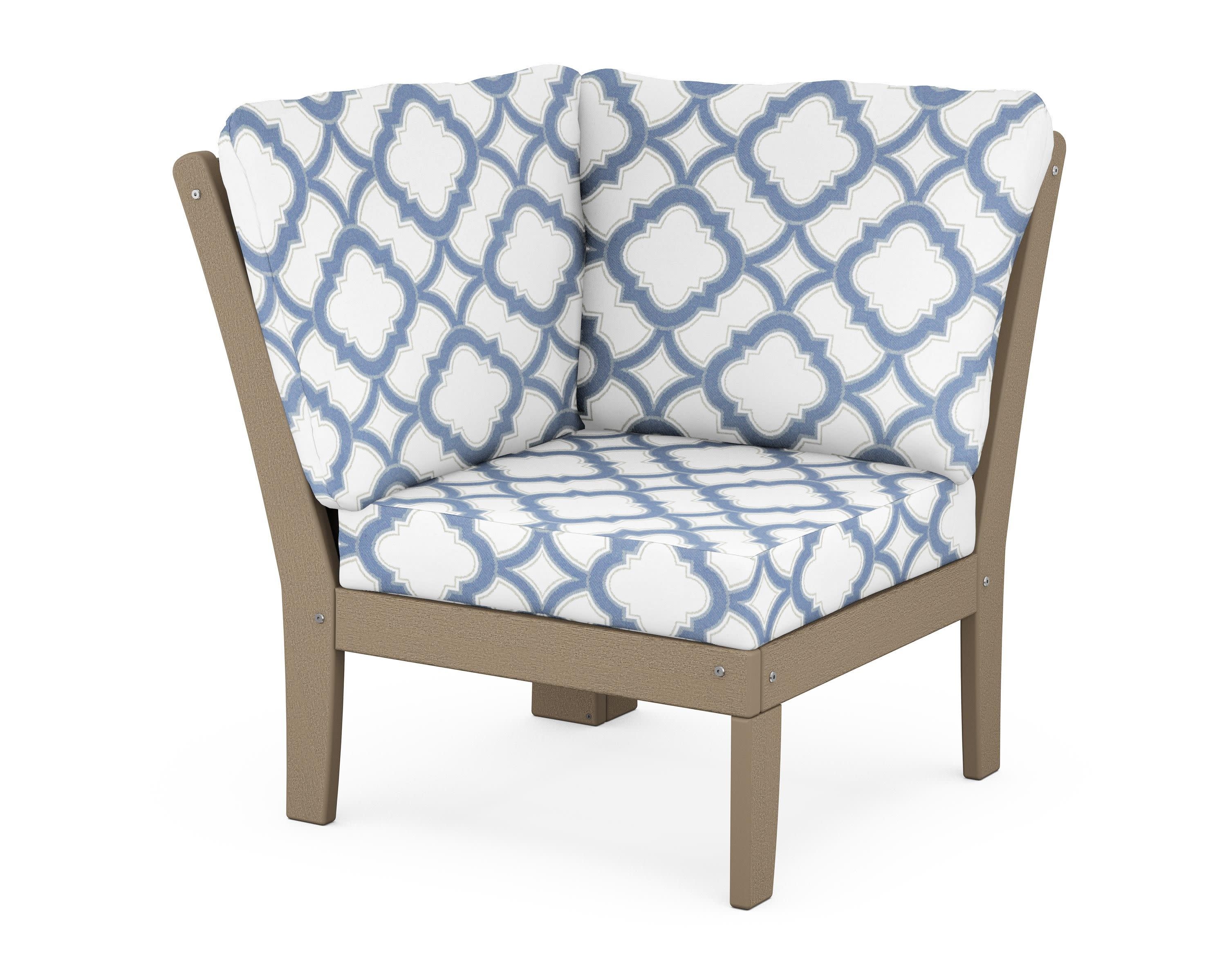 Braxton Modular Corner Chair in Vintage Sahara / Trellis Sky Blue