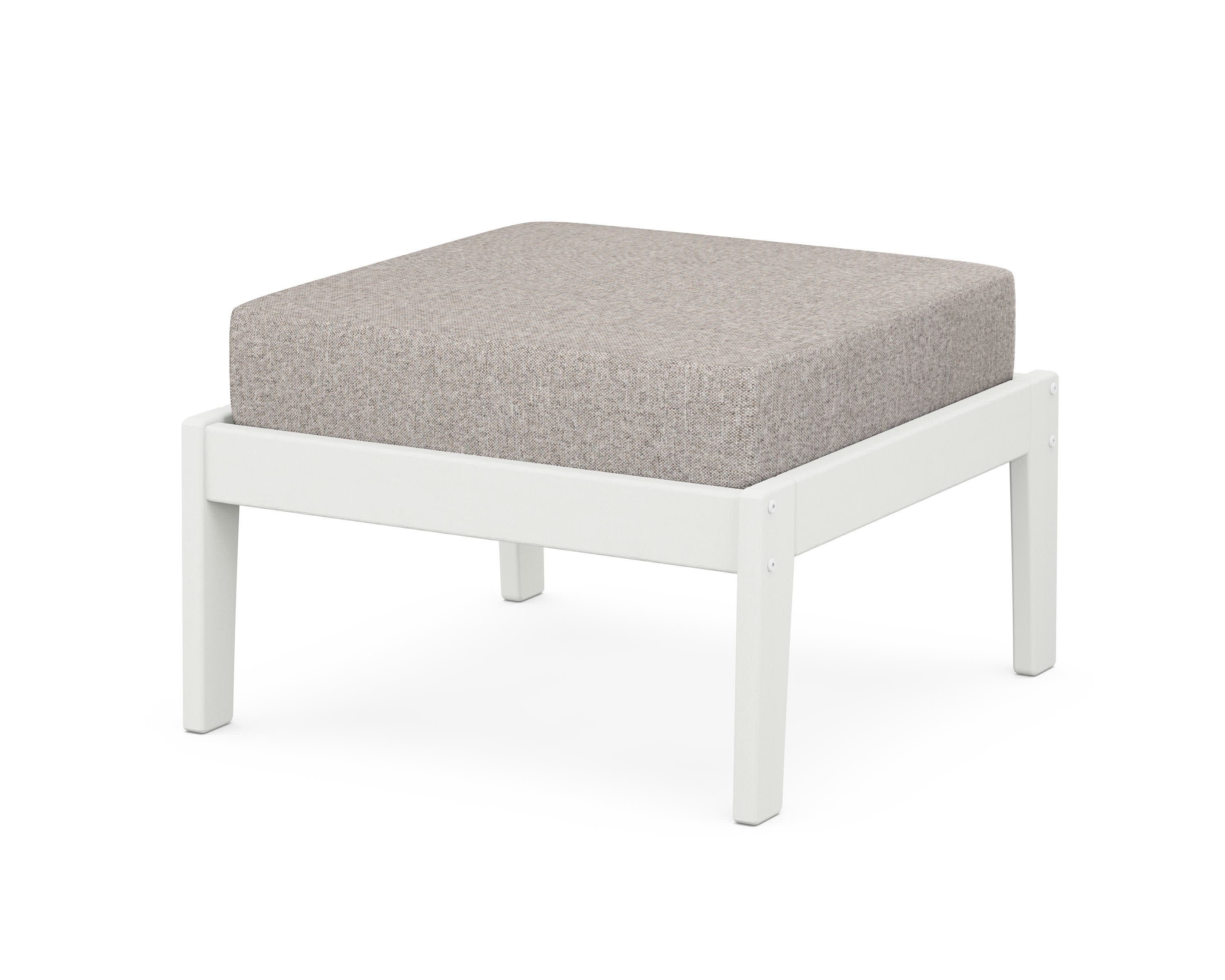 Deep Seating Ottoman in Vintage White / Weathered Tweed