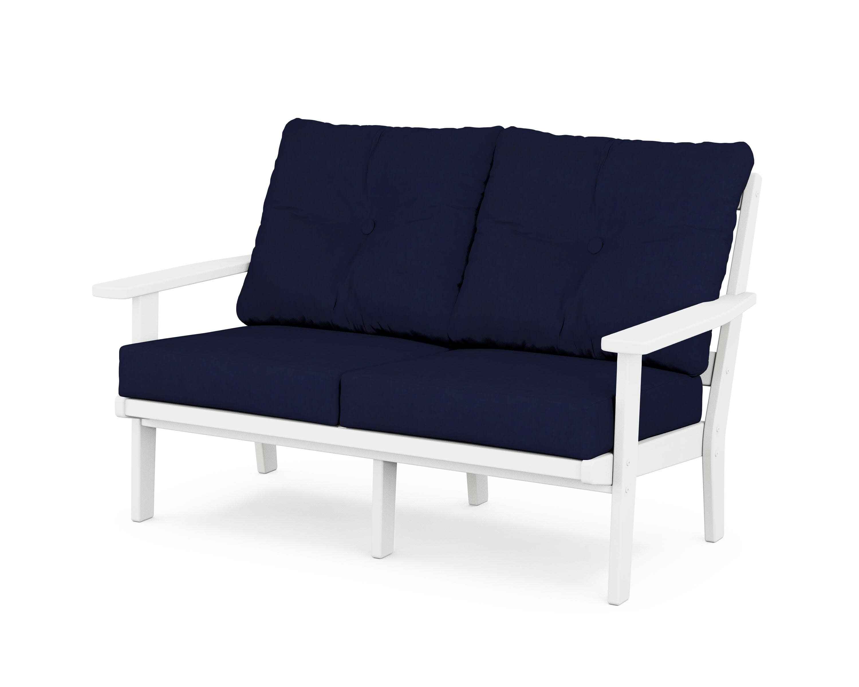 Oxford Deep SeatingLoveseat in White / Navy