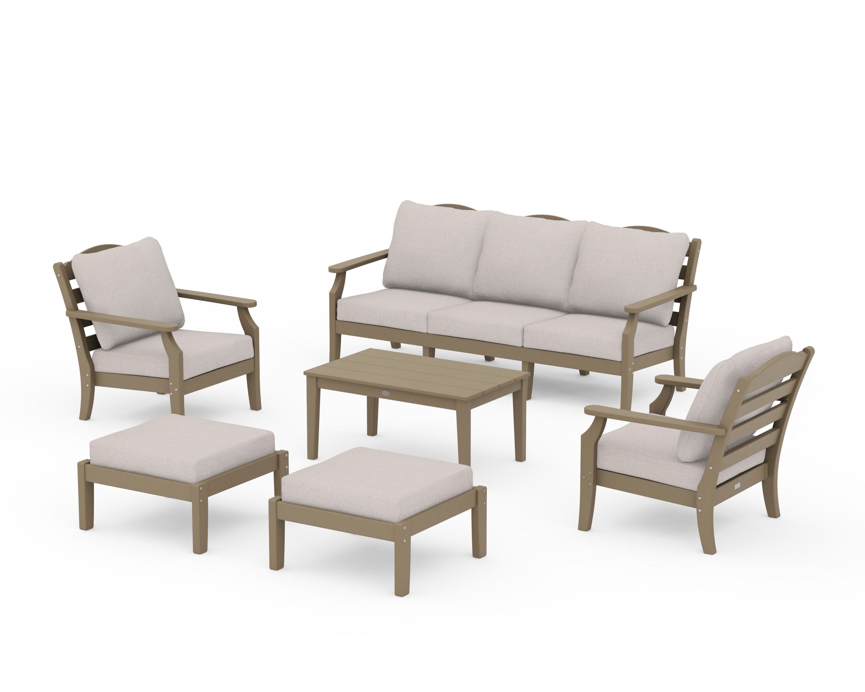 Savannah 6-Piece Lounge Sofa Set in Vintage Sahara / Dune Burlap