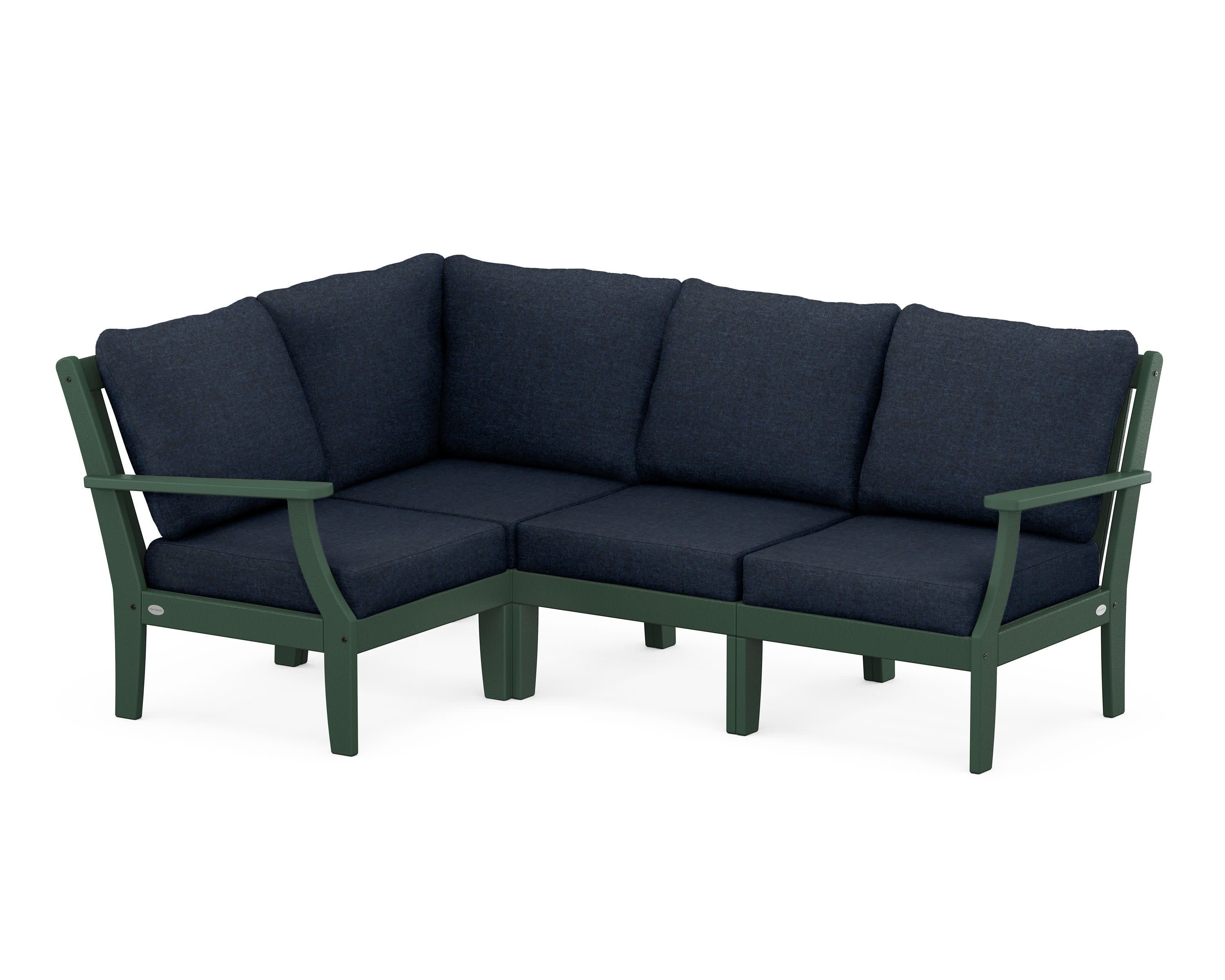 Braxton Modular 4-Piece Deep Seating Set in Green / Marine Indigo